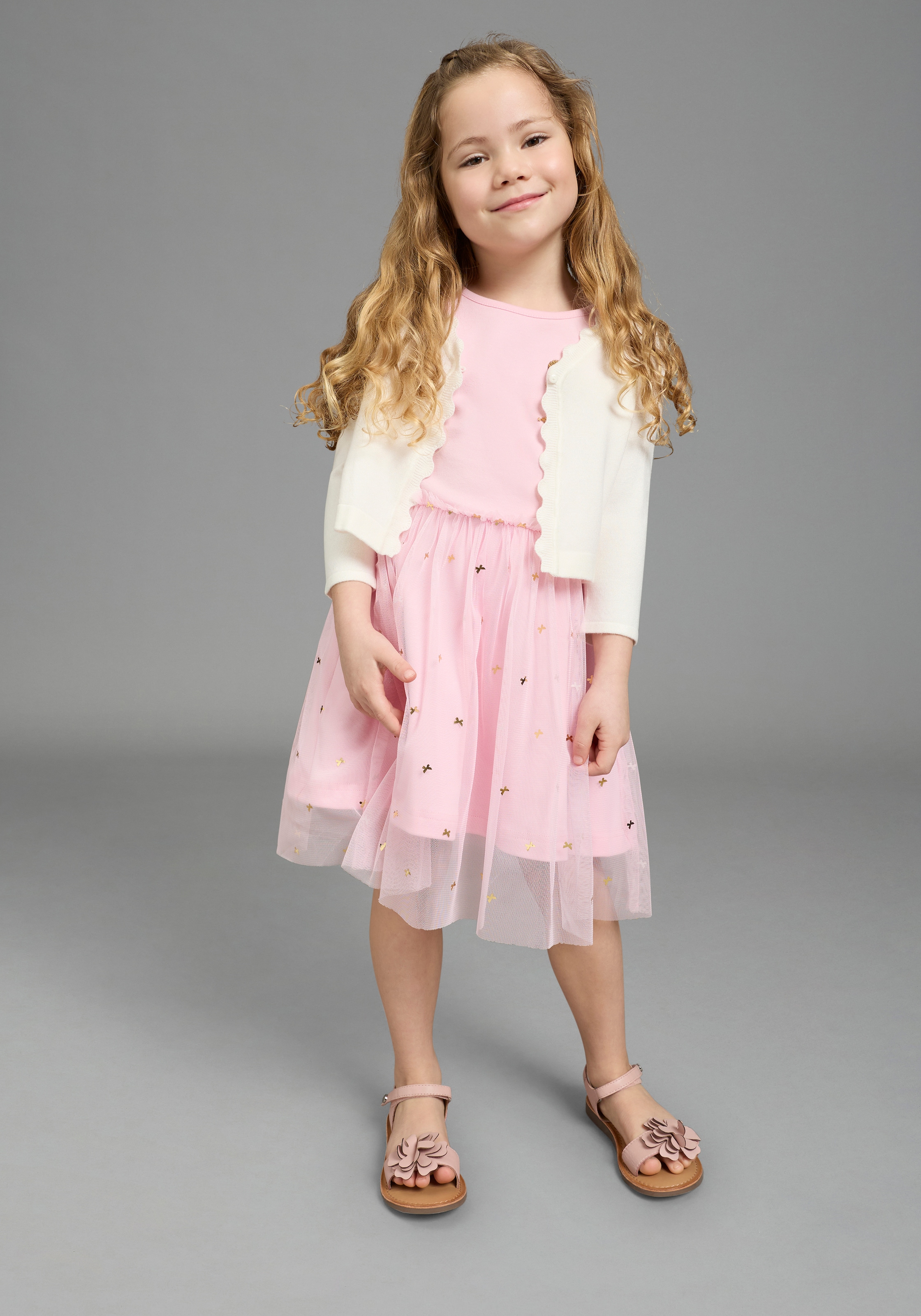 KIDSWORLD Jerseykleid »Kleid mit Tüllrock und Wende-Pailletten« ausgestellter Saum, für Mädchen, aus Baumwolle und Polyester