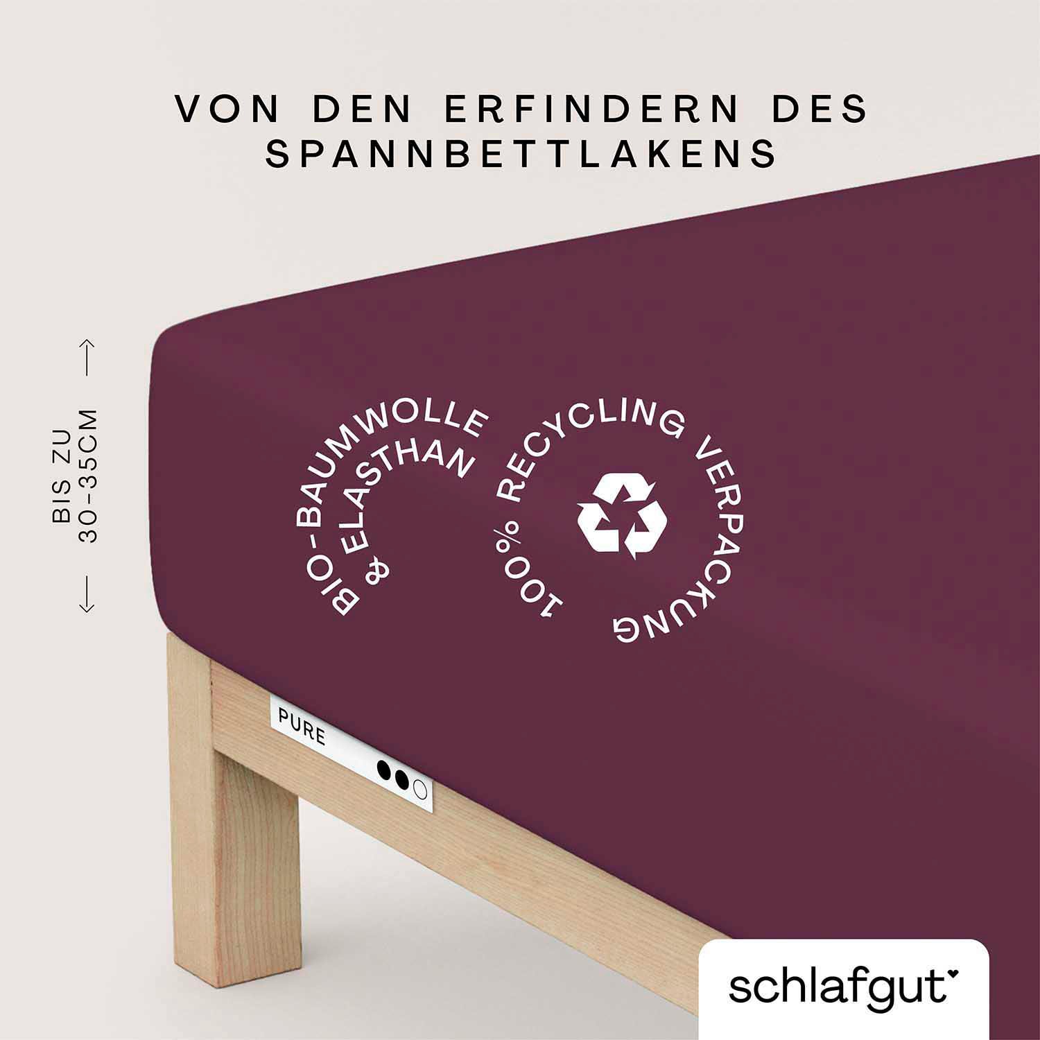 Schlafgut Spannbettlaken »PURE Bio-Baumwolle mit Elasthan, dehnbar blickdicht, straff, Bettlaken«, PREMIUM Laken für Matratzen bis 30cm Höhe, in 90x200, 140x200, 180x200