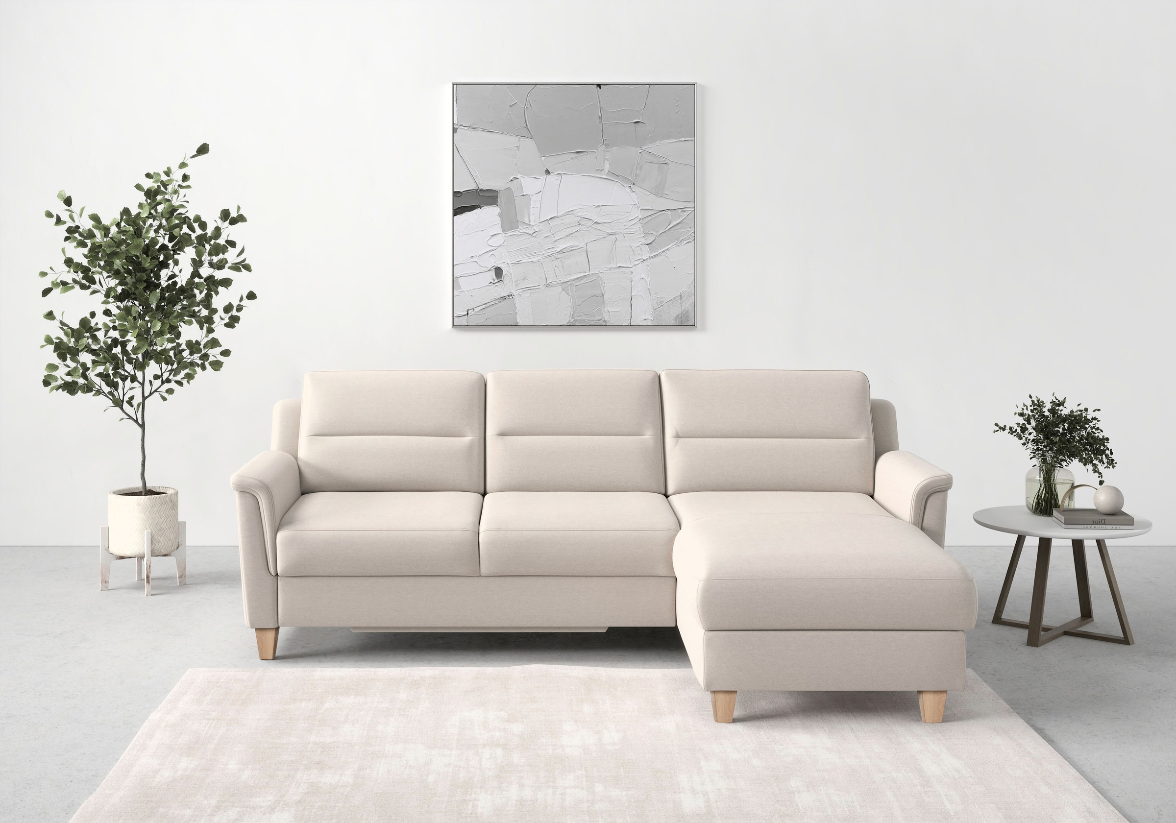 sit&more Ecksofa »Farö L-Form«, inklusive Federkern, wahlweise mit Bettfunktion und Bettkasten