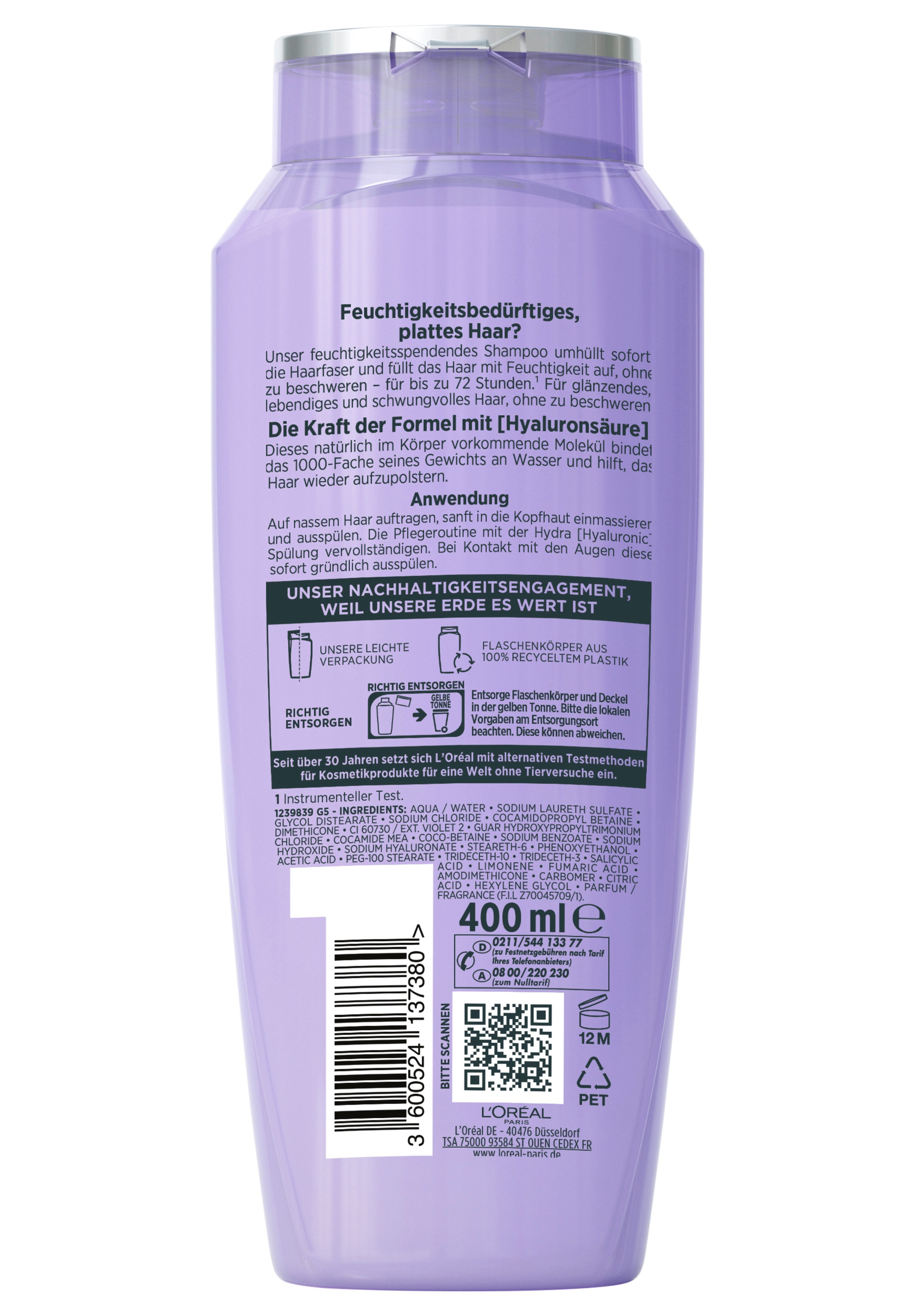 L'ORÉAL PARIS Haarshampoo »L'Oréal Paris Elvital Hydra [Hyaluronic] Shampoo (6er)«