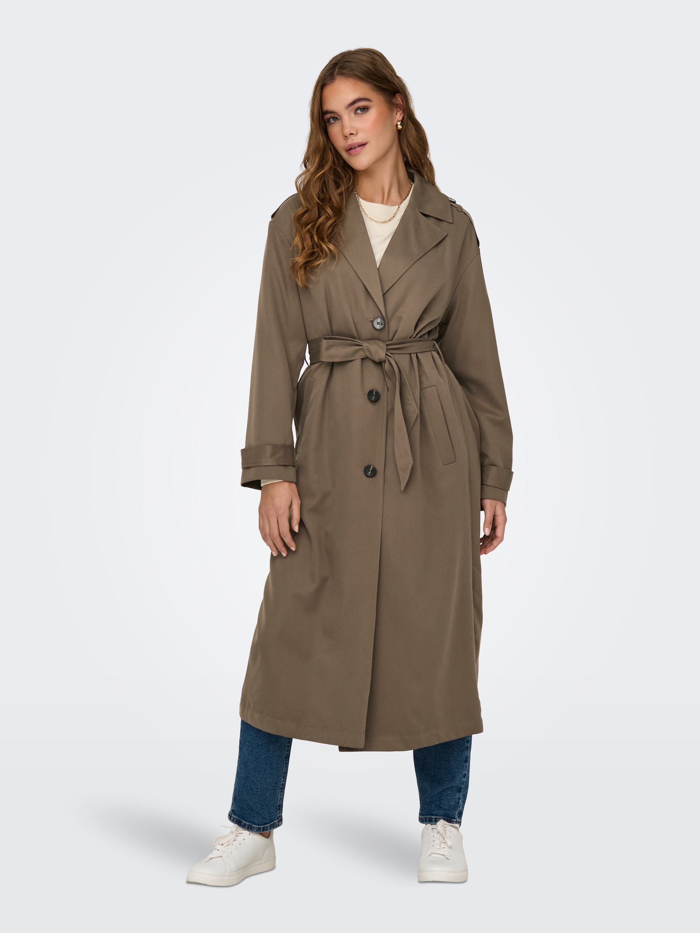 ONLY Trenchcoat »ONLLINE X-LONG TRENCHCOAT OTW NOOS«, mit Bindegürtel an der Taille - 2 Seitentaschen
