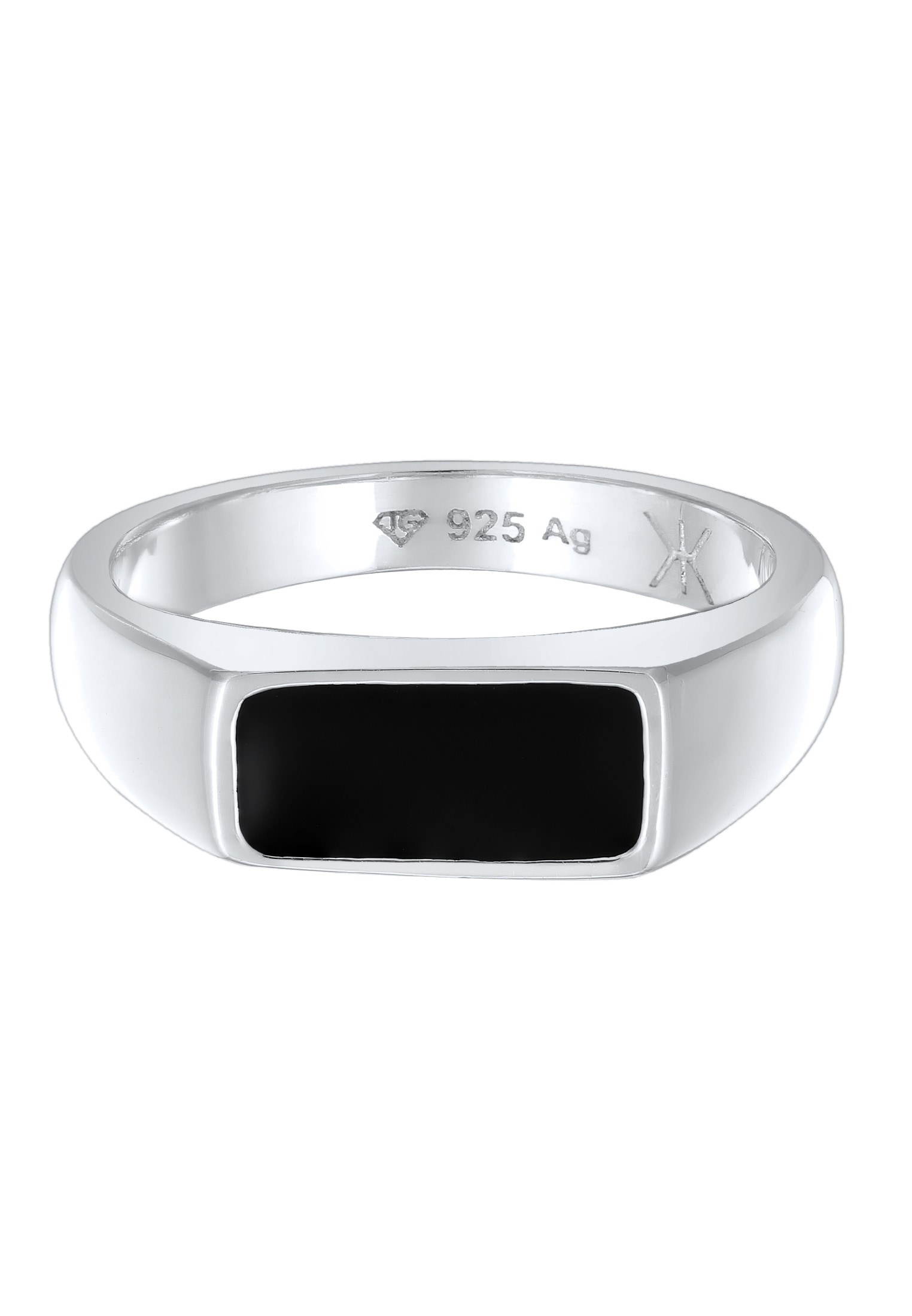 Kuzzoi Siegelring »Ring Herren Siegelring Emaille Schwarz 925 Sterling Silber«