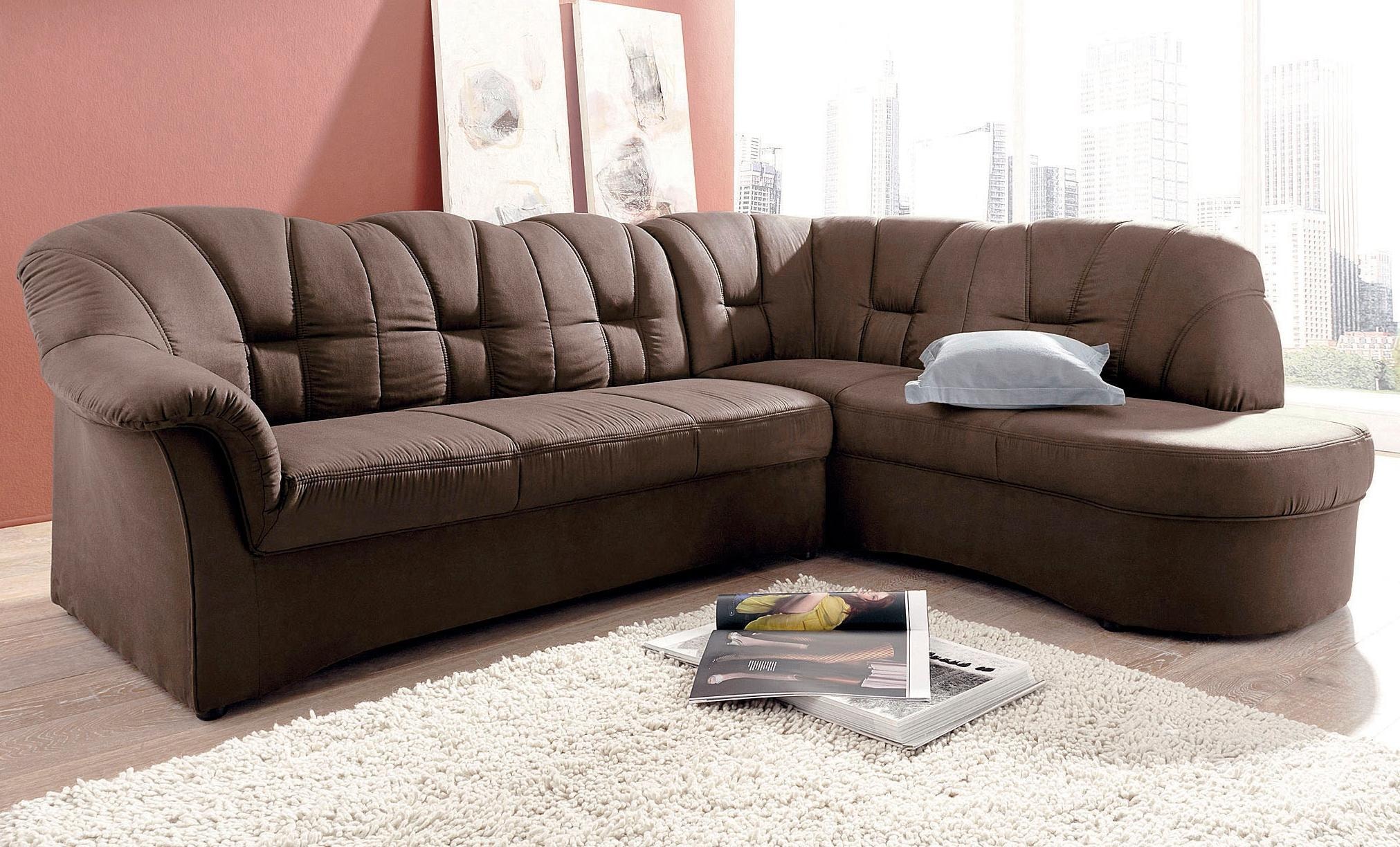 DOMO collection Ecksofa »Papenburg, zeitlose Rückensteppung, elegante Armlehne, L-Form«, mit Ottomane, wahlweise mit Bettfunktion