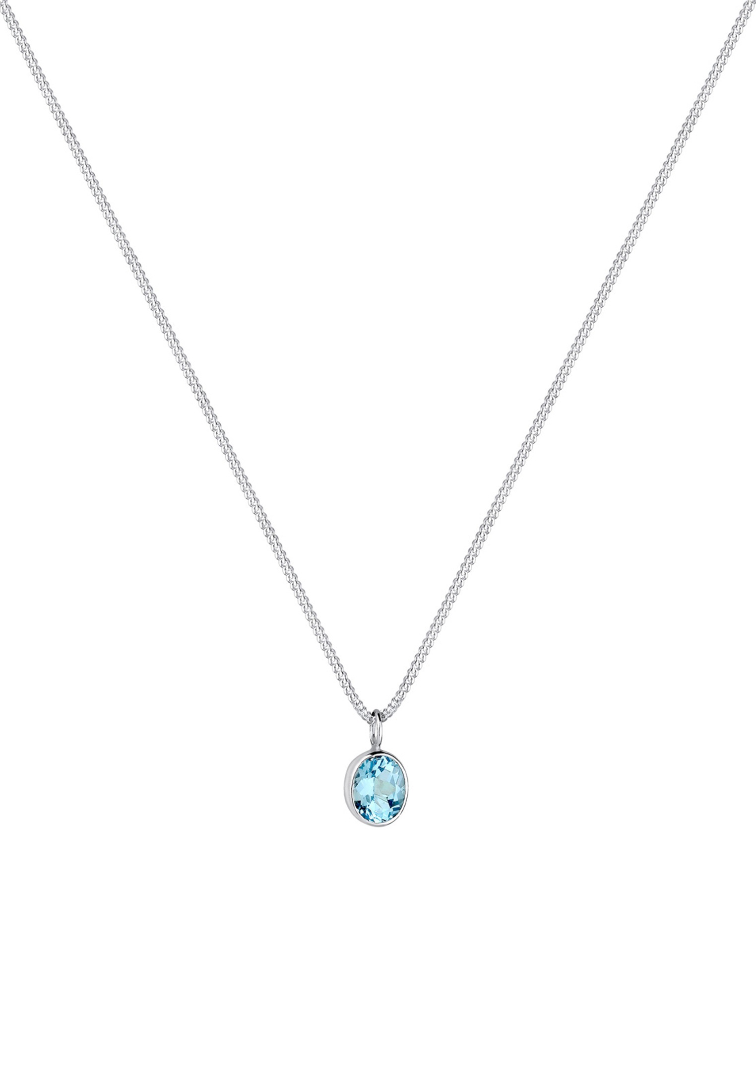 Elli Silberkette »Halskette Geo Oval Topas Edelstein Festlich 925 Silber«
