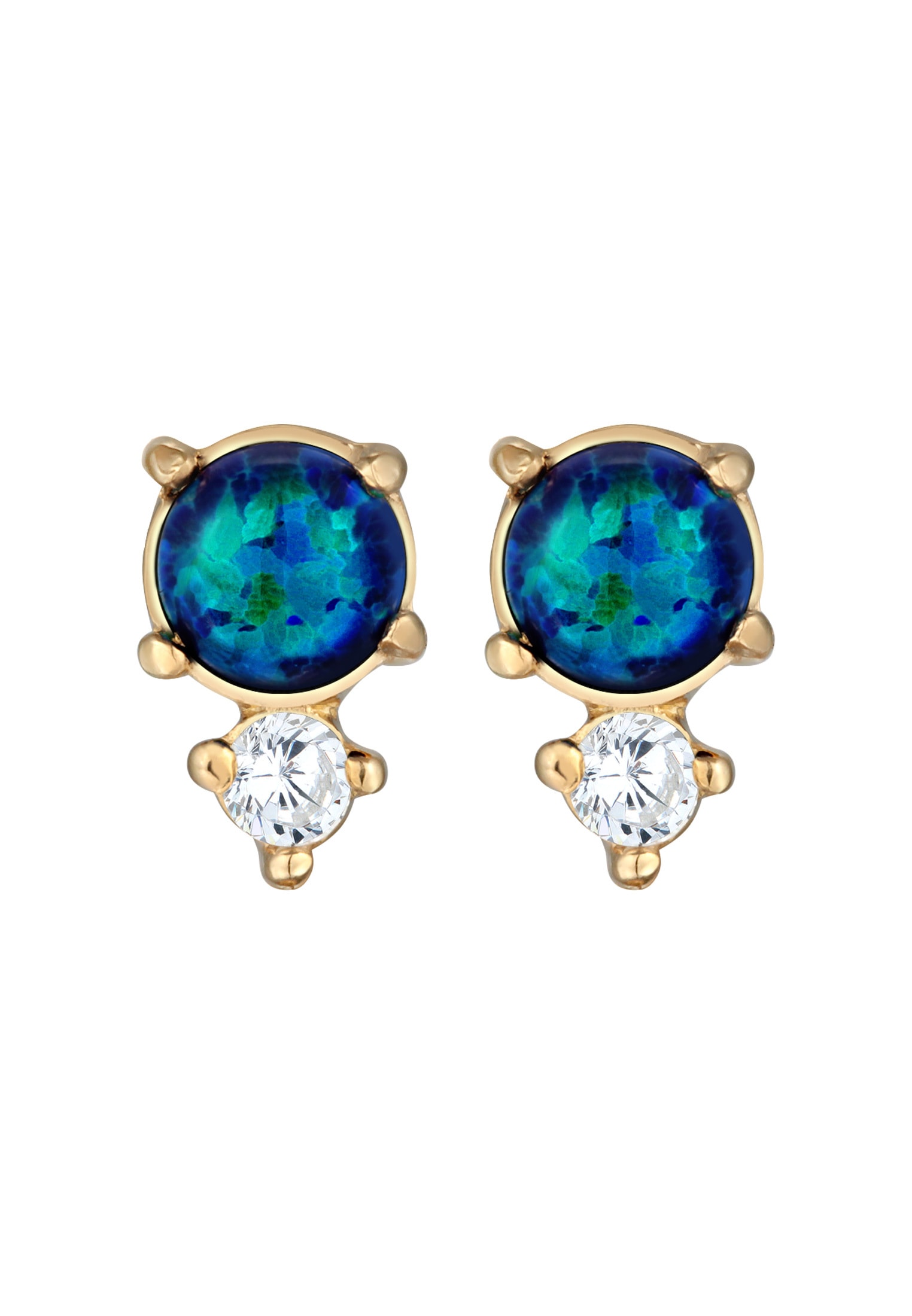 Elli Paar Ohrstecker »Ohrringe Opal Rund und Zirkonia 925 Silber«