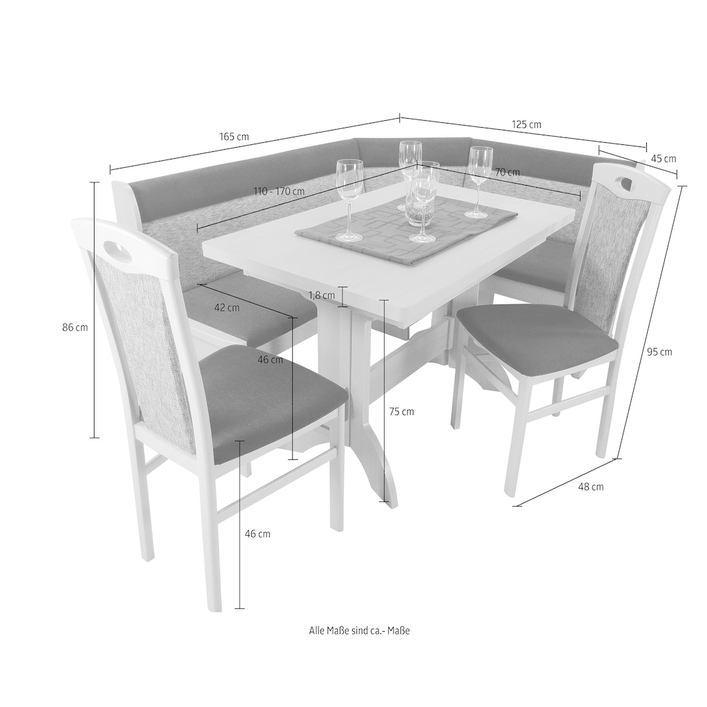 Home affaire Eckbankgruppe »Madrid«, (Set, 4 tlg.), Schenkel wechselbar