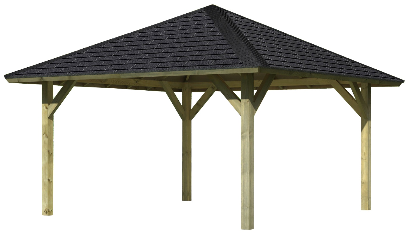 Karibu Pavillon »Holm 1« BxTxH: 431x431x315 cm, mit schwarzen Dachschindeln