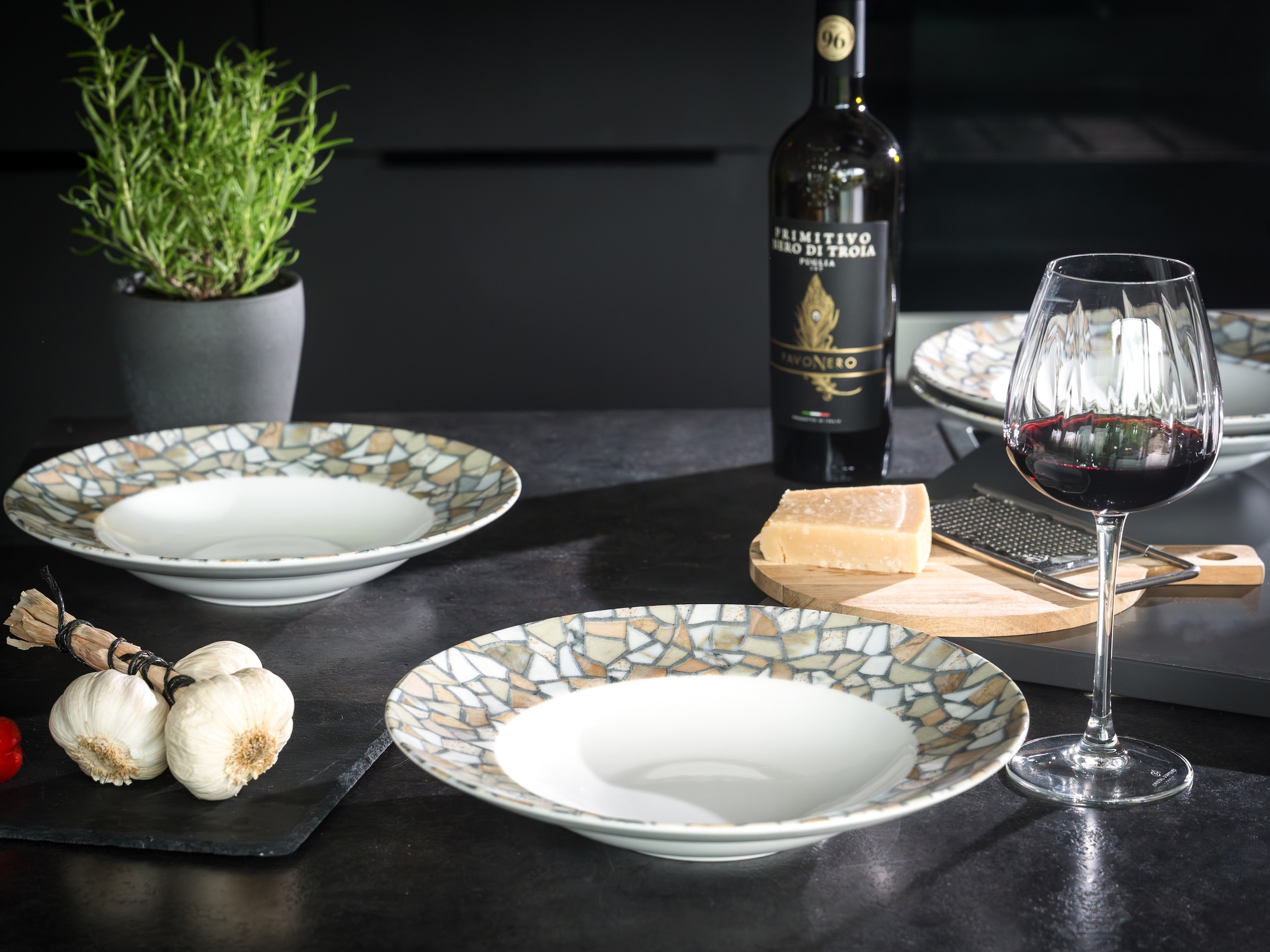 CreaTable Pastateller »Stone Collection Siena, Teller Set, 4-tlg.« Italienische Eleganz, Vielseitig einsetzbar