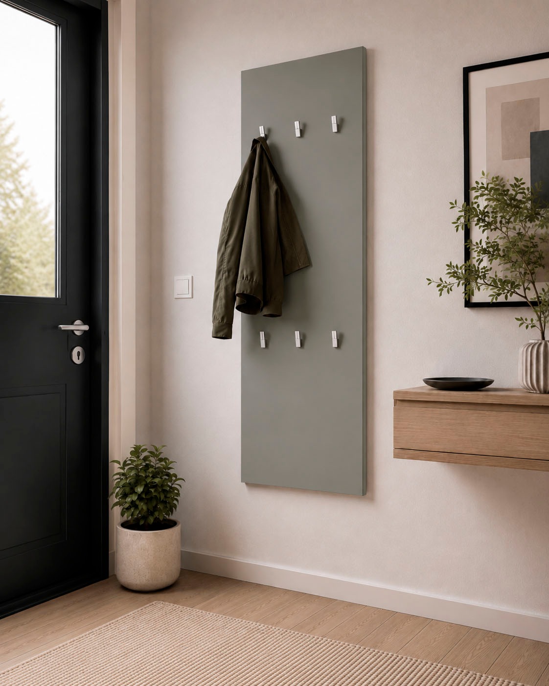 borchardt Möbel Garderobenpaneel »Vaasa, 123x45cm mit Metallhaken« Garderobe hängend, 6 Haken, Wandgarderobe