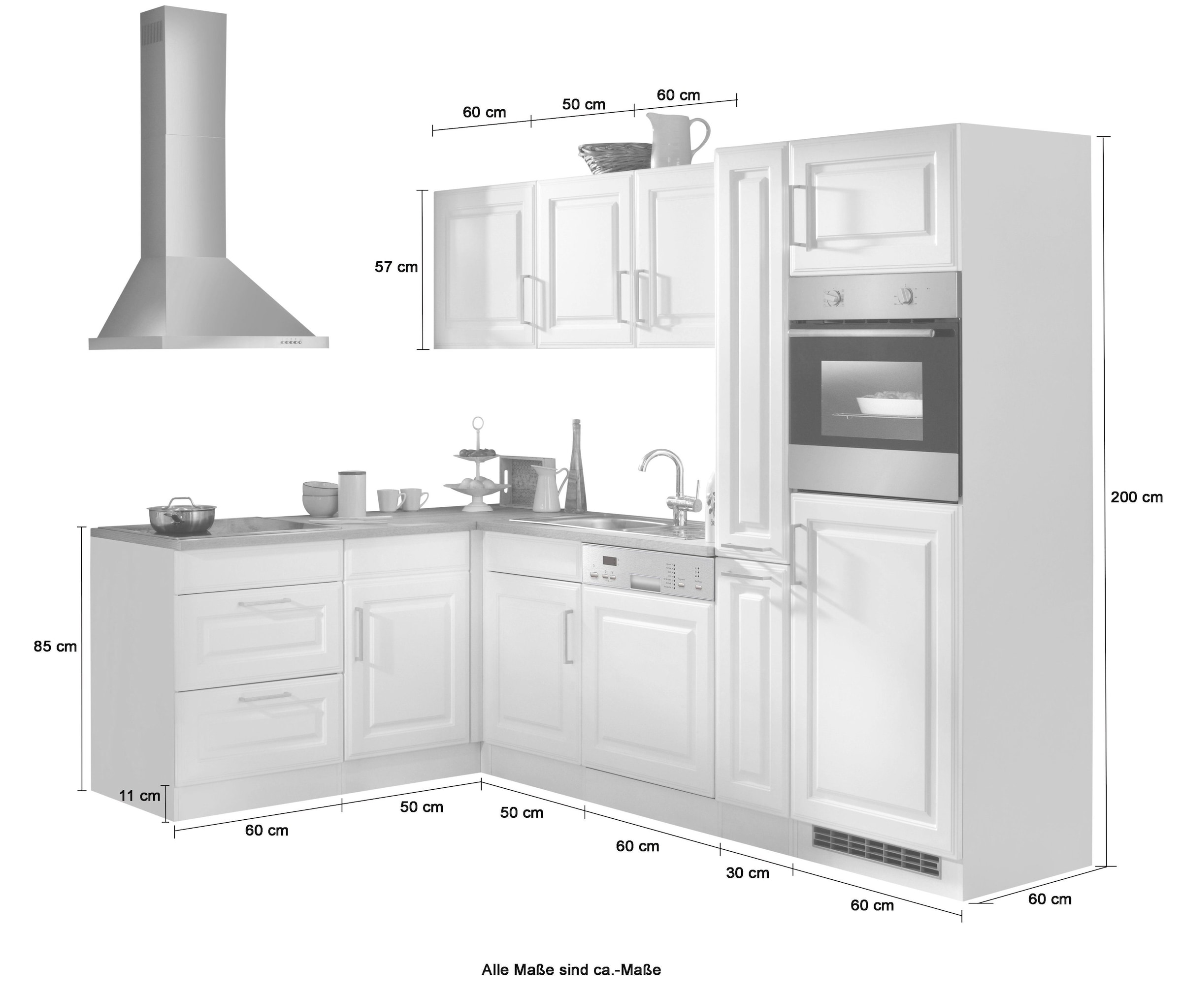 KOCHSTATION Winkelküche »KS-Stockholm« mit E-Geräten,260 x 170 cm, mit hochwertigen MDF Fronten