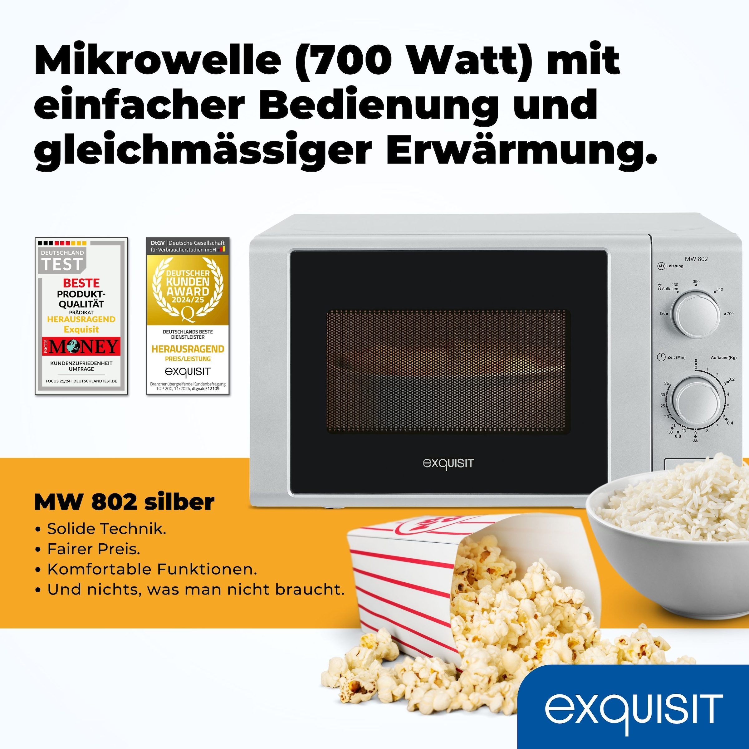 exquisit Mikrowelle »MW 900-030«, Mikrowelle, 700 W, silber