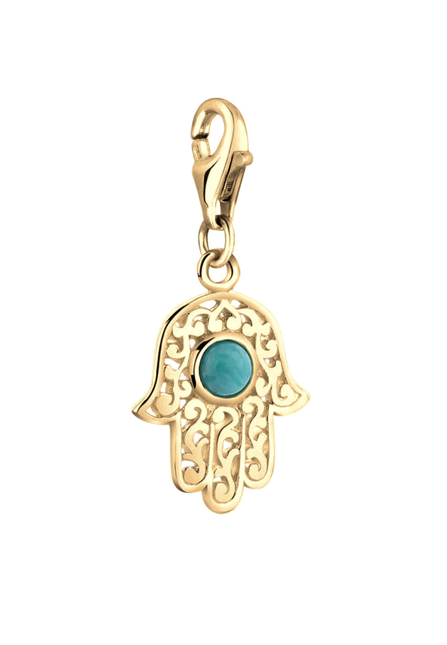 Nenalina Charm-Einhänger »Charm Hamsa Hand Fatima Türkis Edelstein 925 Silber«