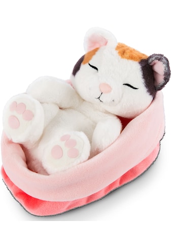Nici Kuscheltier »Sleeping Kitties, Katze, 16 cm, creme«, mit rot-rosa Körbchen kaufen