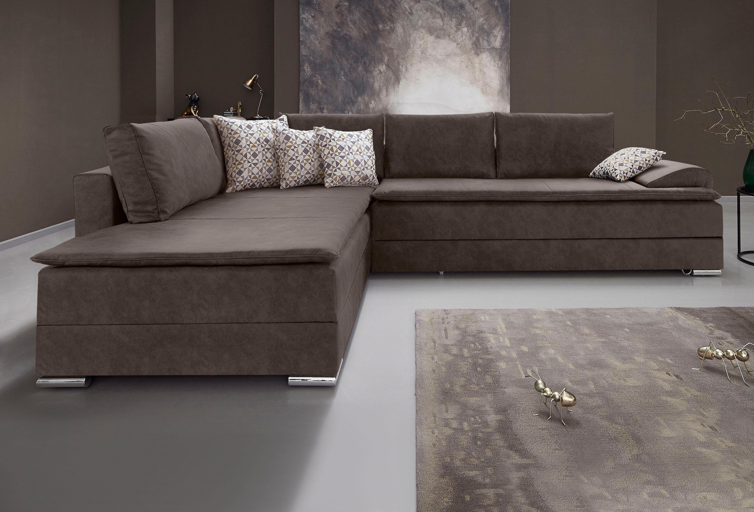INOSIGN Ecksofa »Boxspringbett Night & Day L-Form mit Dauer-Schlaffunktion mit Armlehne«, mit Boxspring-Bettfunktion 180x200 cm und Bettkasten, Dauerschläfer!