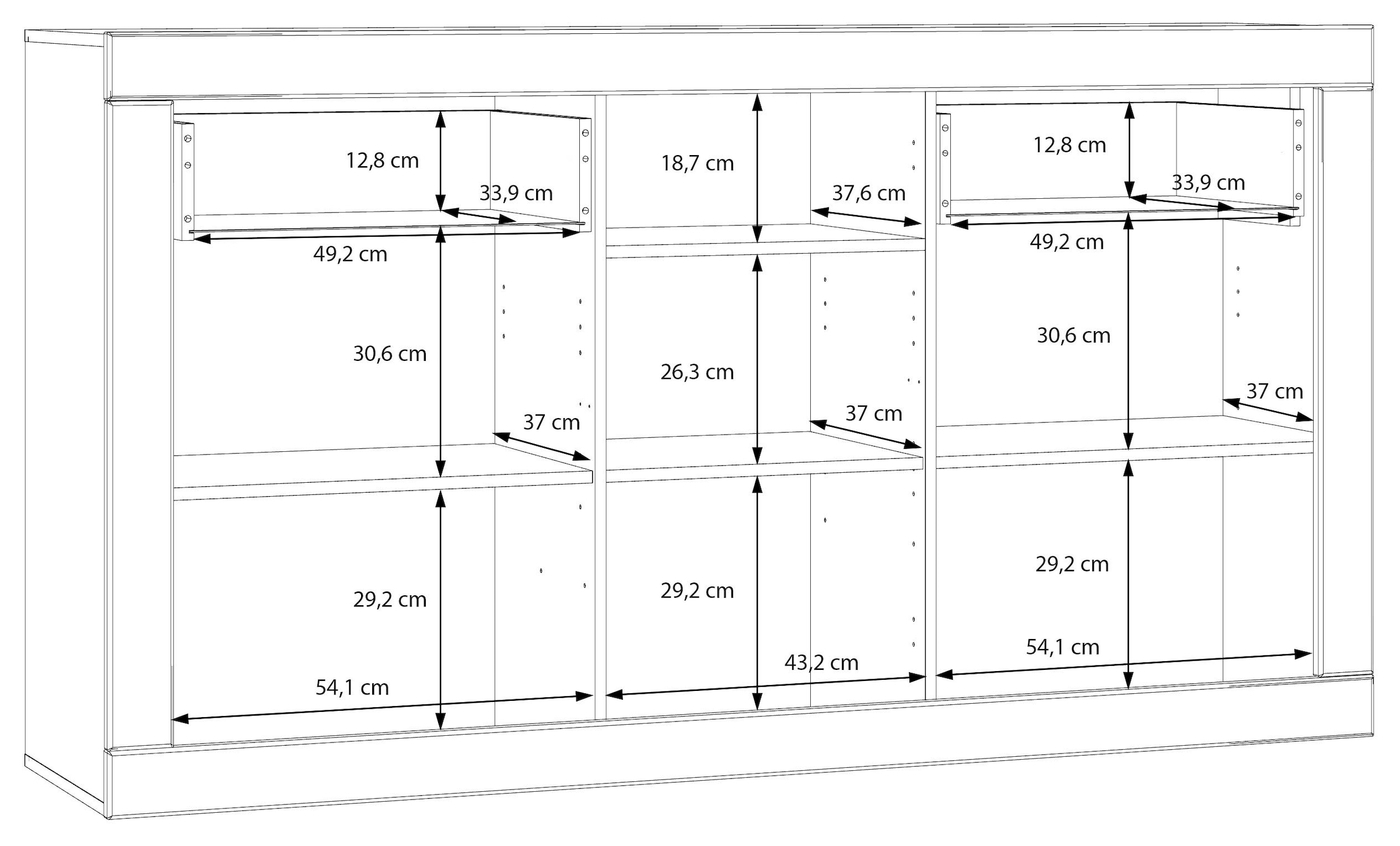FORTE Sideboard »Lefkadas, Breite 170,7, Höhe 93,5cm«, Sideboard, viel Platz, Push to open, Grifflos, breite Rahmenoptik