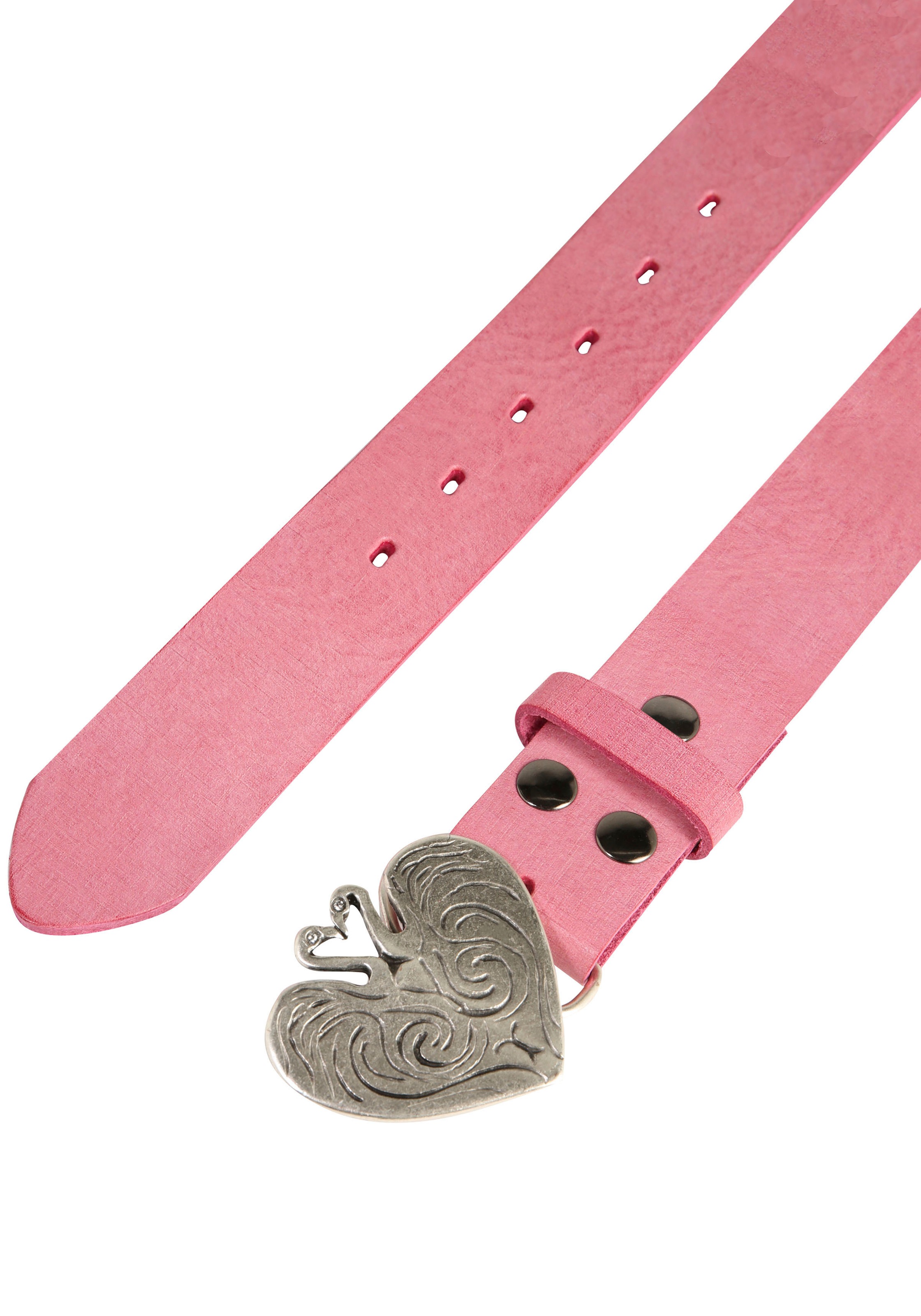 Rettungsring Gürtel Ledergürtel Schließe »Flamingoherz Geschlosen Silber mit Swarowski-Kristall«