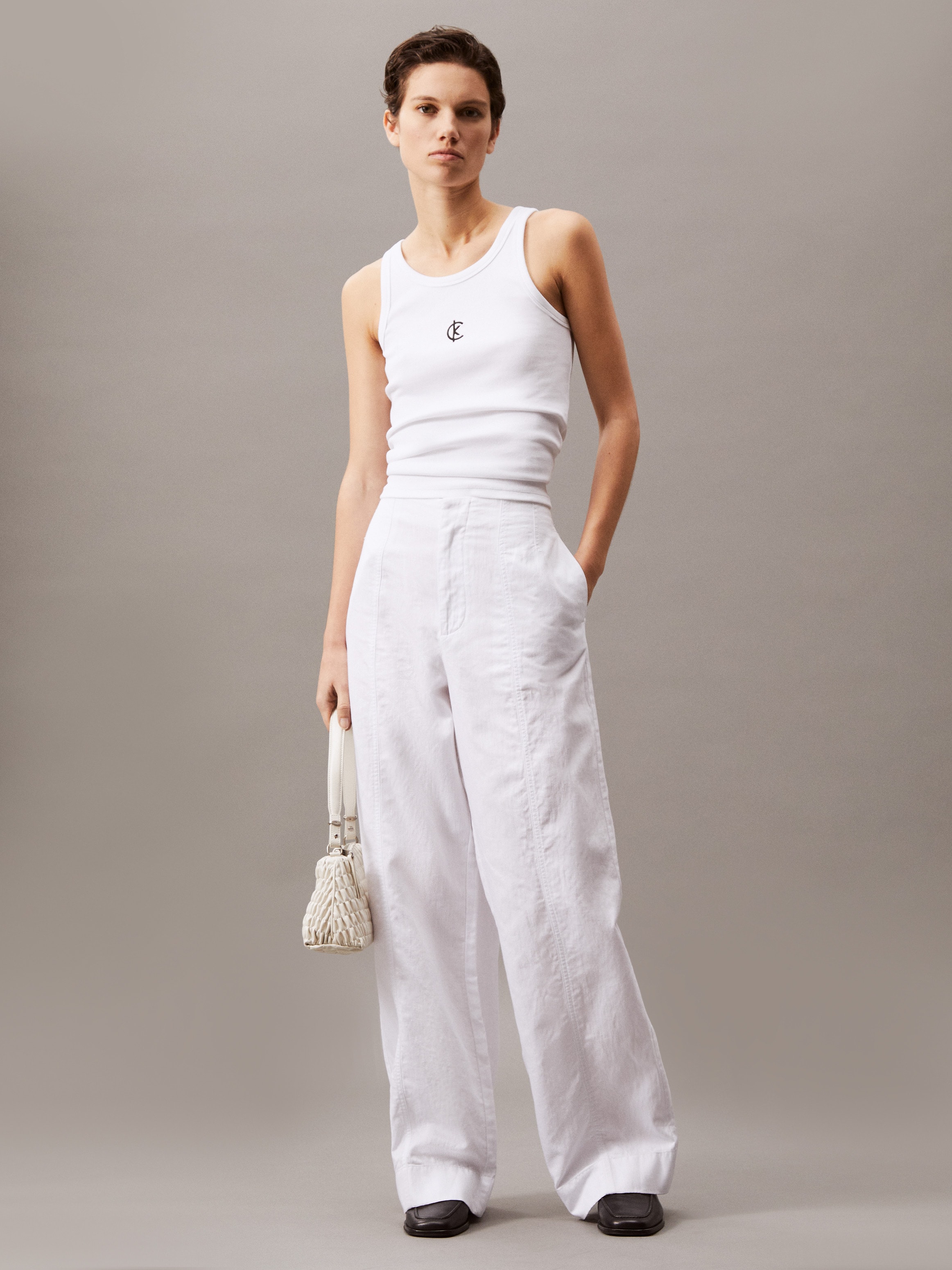 Calvin Klein Jeans Leinenhose »SOFT LINEN PANT«, mit Logo-Label