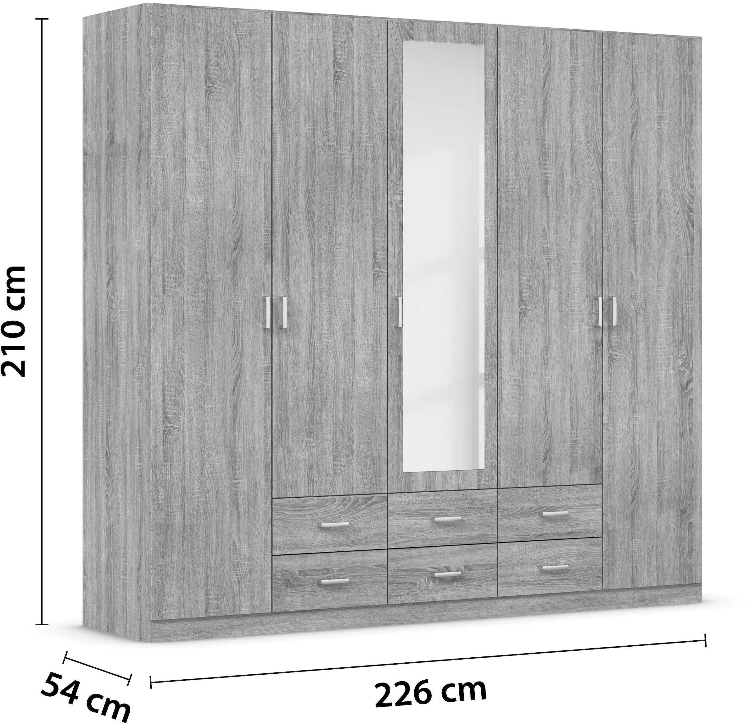 rauch Kleiderschrank »Schrank Garderobe Wäscheschrank GAMMA in 3 Breiten«, viel Stauraum mit 6 Schubladen, mit Spiegel TOPSELLER MADE IN GERMANY