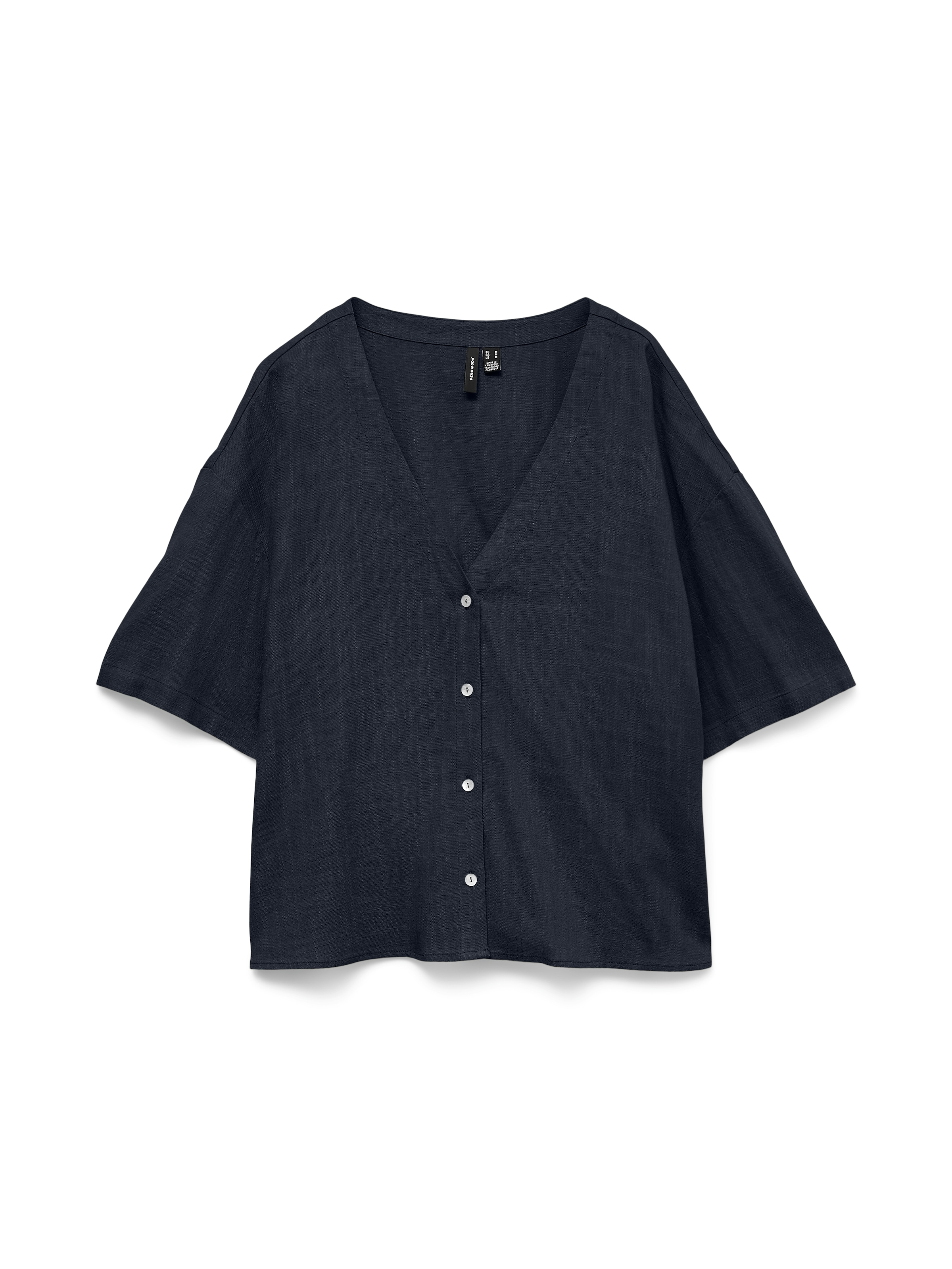 Vero Moda Kurzarmbluse »VMROSIE 2/4 V-NECK SHIRT NOOS« Viskosemischung. mit Leinen, Kurzarm