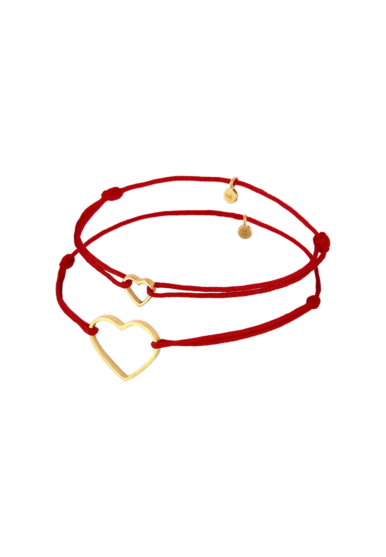 Elli Armketten Set »Armband Herz Mutter Kind Nylon 925 Silber vergoldet«