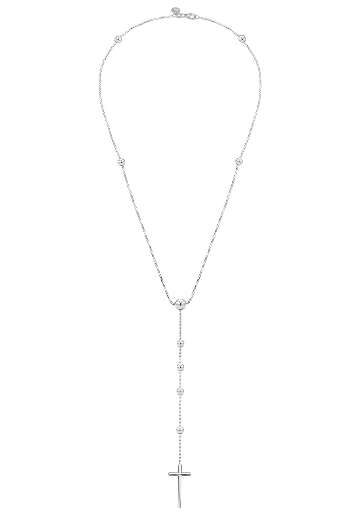 Elli Premium Kette mit Anhänger »Halskette Rosenkranz Kette Kreuz Taufe Religion 925 Sterling Silber«
