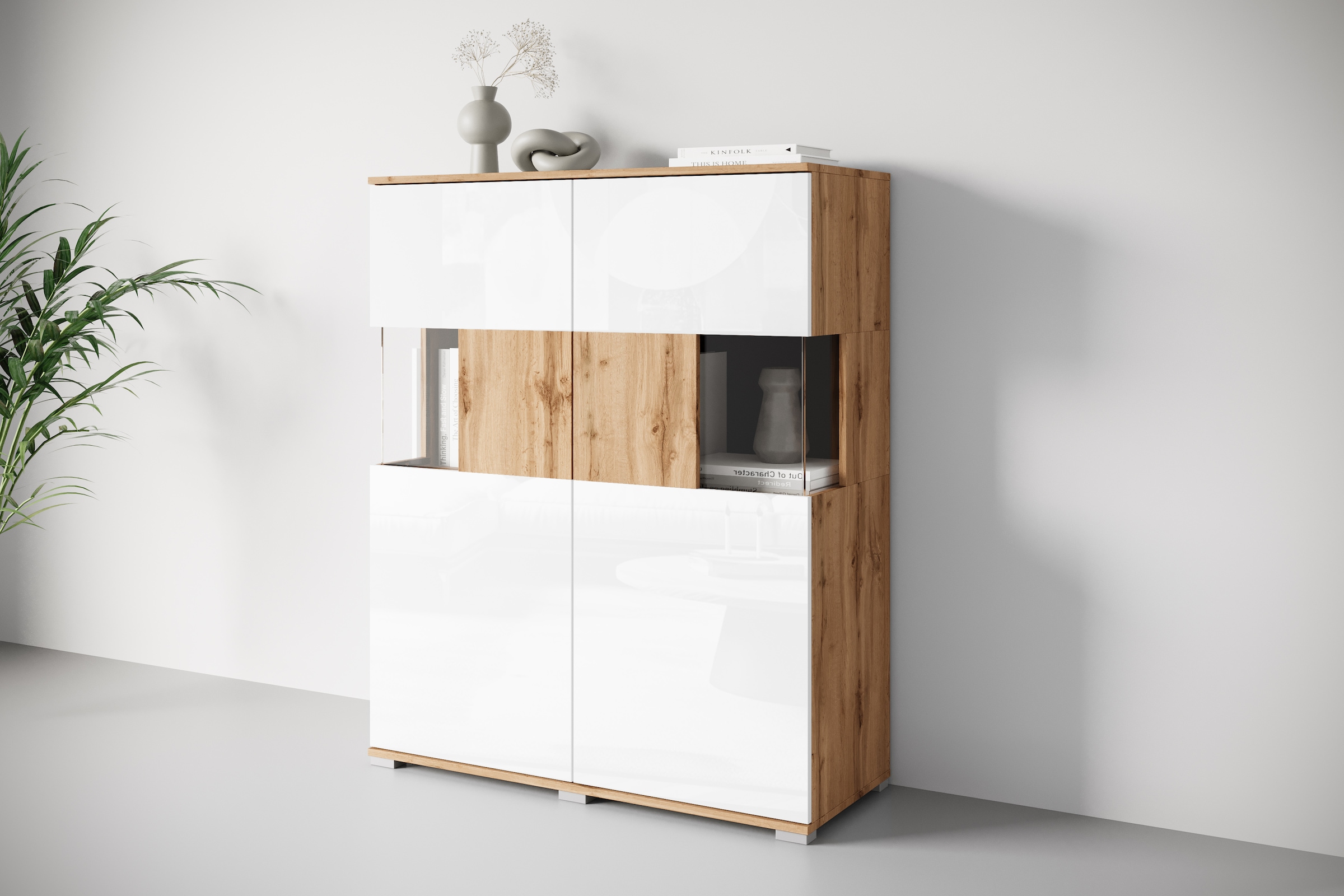 Highboard »Kenia«, Modernes Highboard mit Glastüren, Breite 100 cm