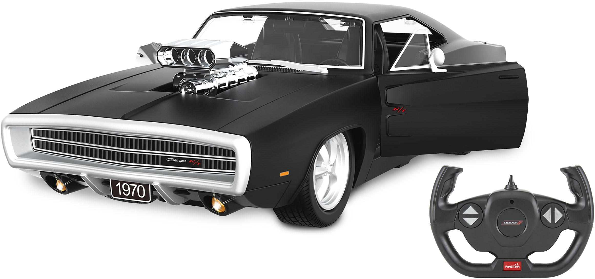 Jamara RC-Auto »Dodge Charger R/T 1970, 1:16, schwarz, 2,4GHz«, mit Licht und Sound