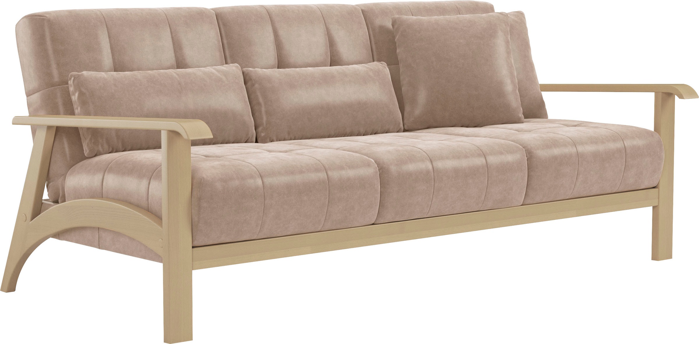 sit&more 3-Sitzer »Billund«, Armlehnen aus Buchenholz in natur, verschiedene Bezüge und Farben