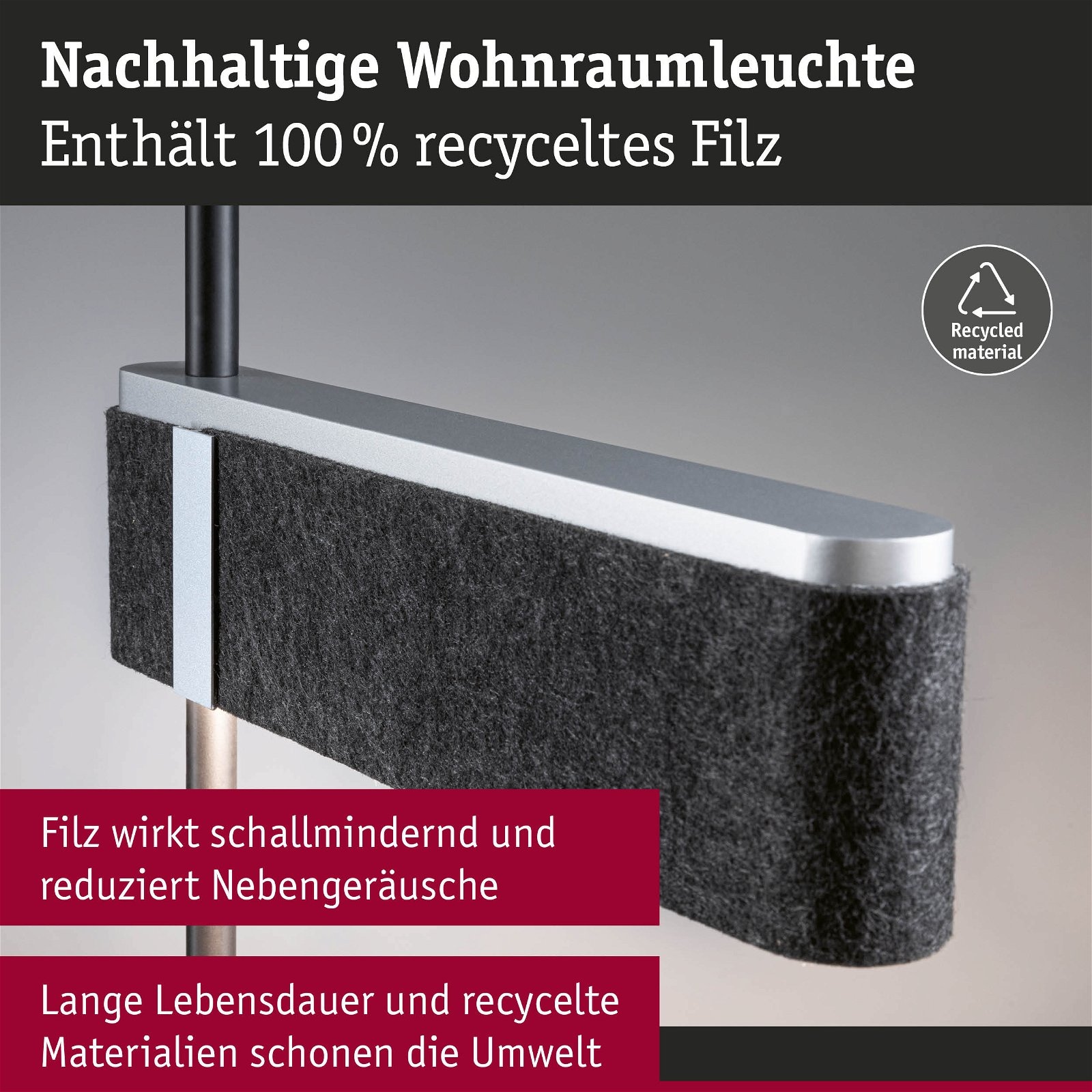 Paulmann LED Stehlampe »Jagun 2700K 1250lm 20,4W Anthrazit Filz, Kunststoff, Metall«, 1 flammig, 3-Step-Dim