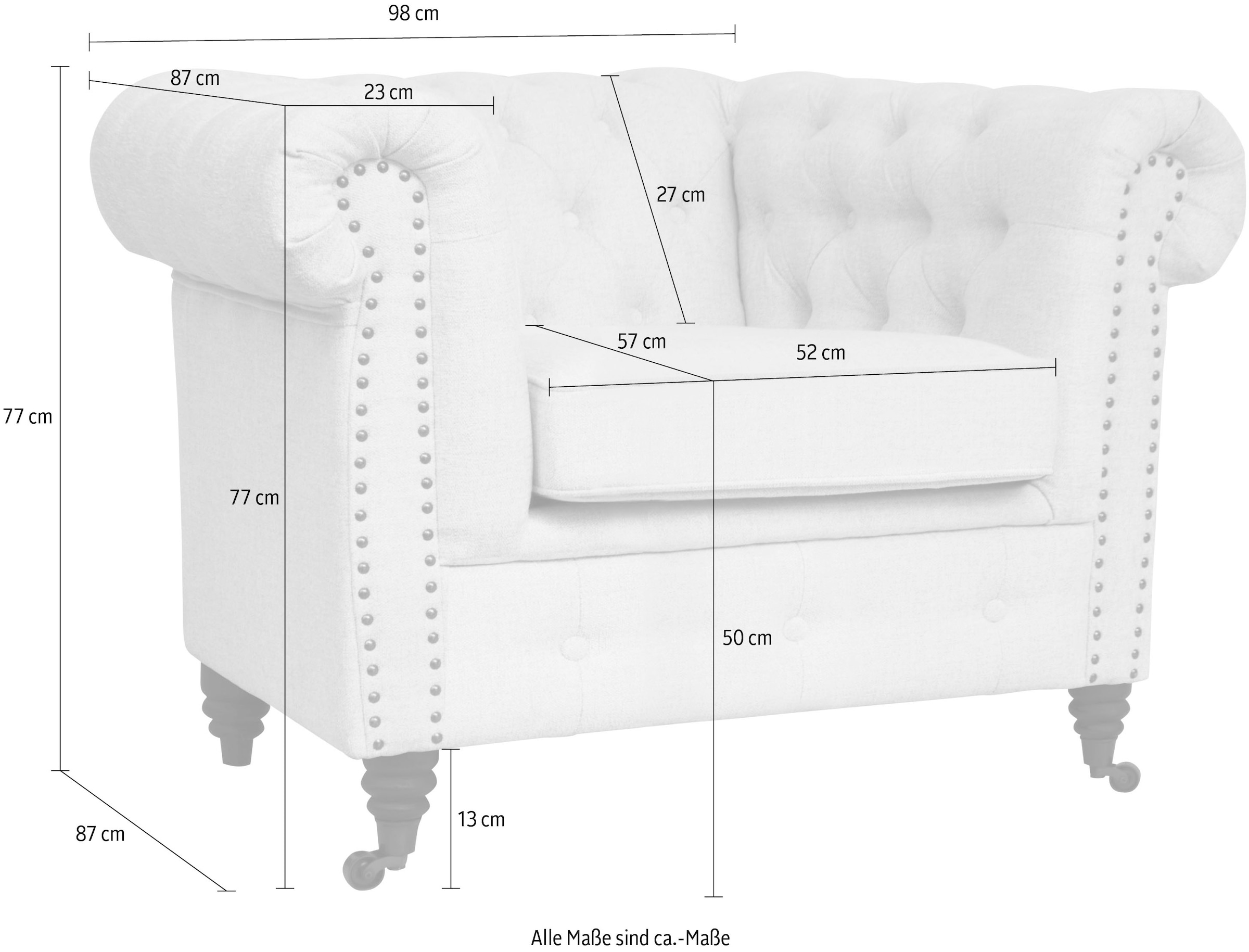 Home affaire Chesterfield-Sessel »Aarburg«, aufwändige Knopfheftung und Ziernägel im Chesterfield-Design