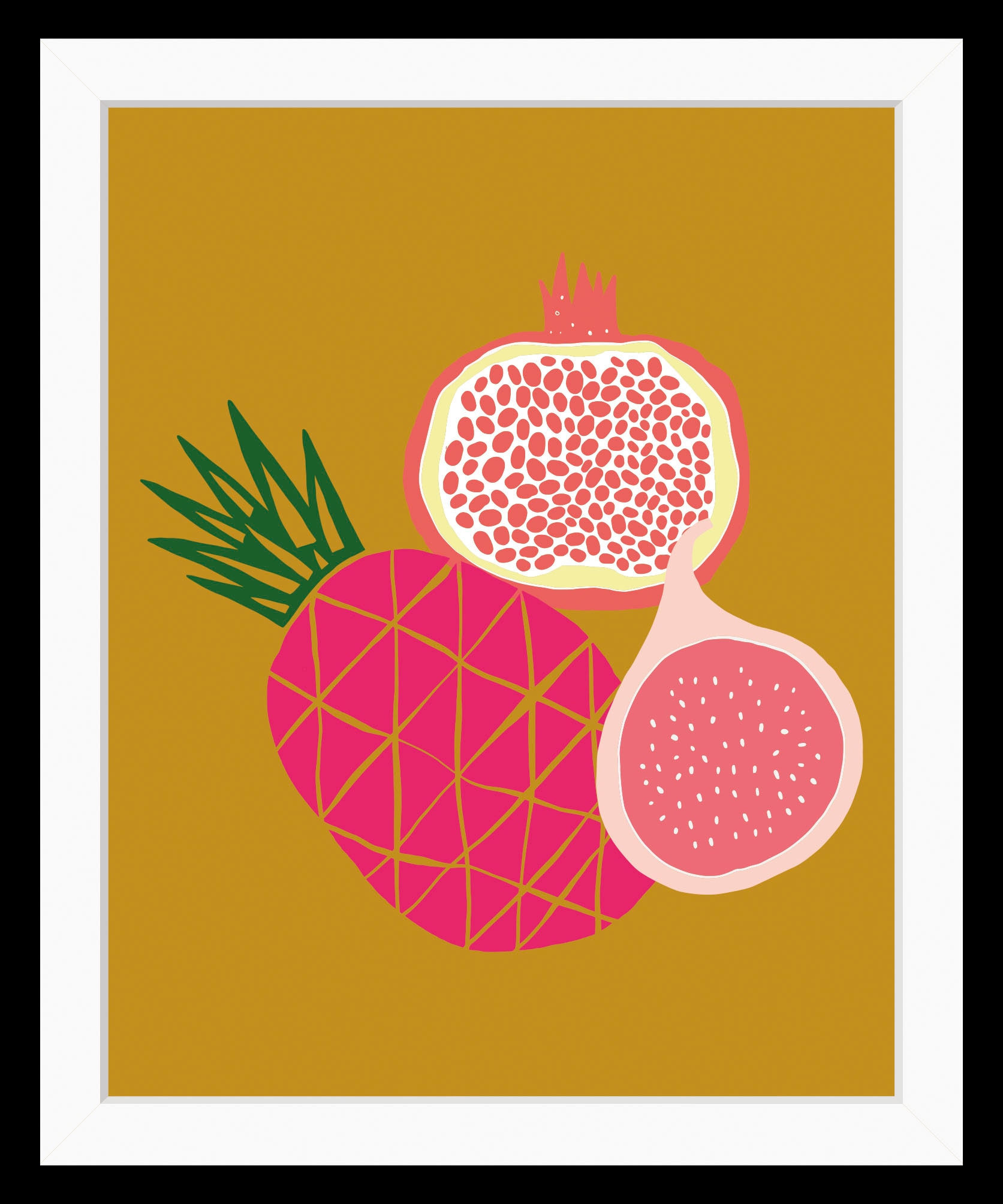 queence Bild »Anton«, Obst-Obst Bilder-Lebensmittel-Essen-Kunst-Figuren, (1 St.), HD Premium Poster-Druck inkl. Holzrahmen