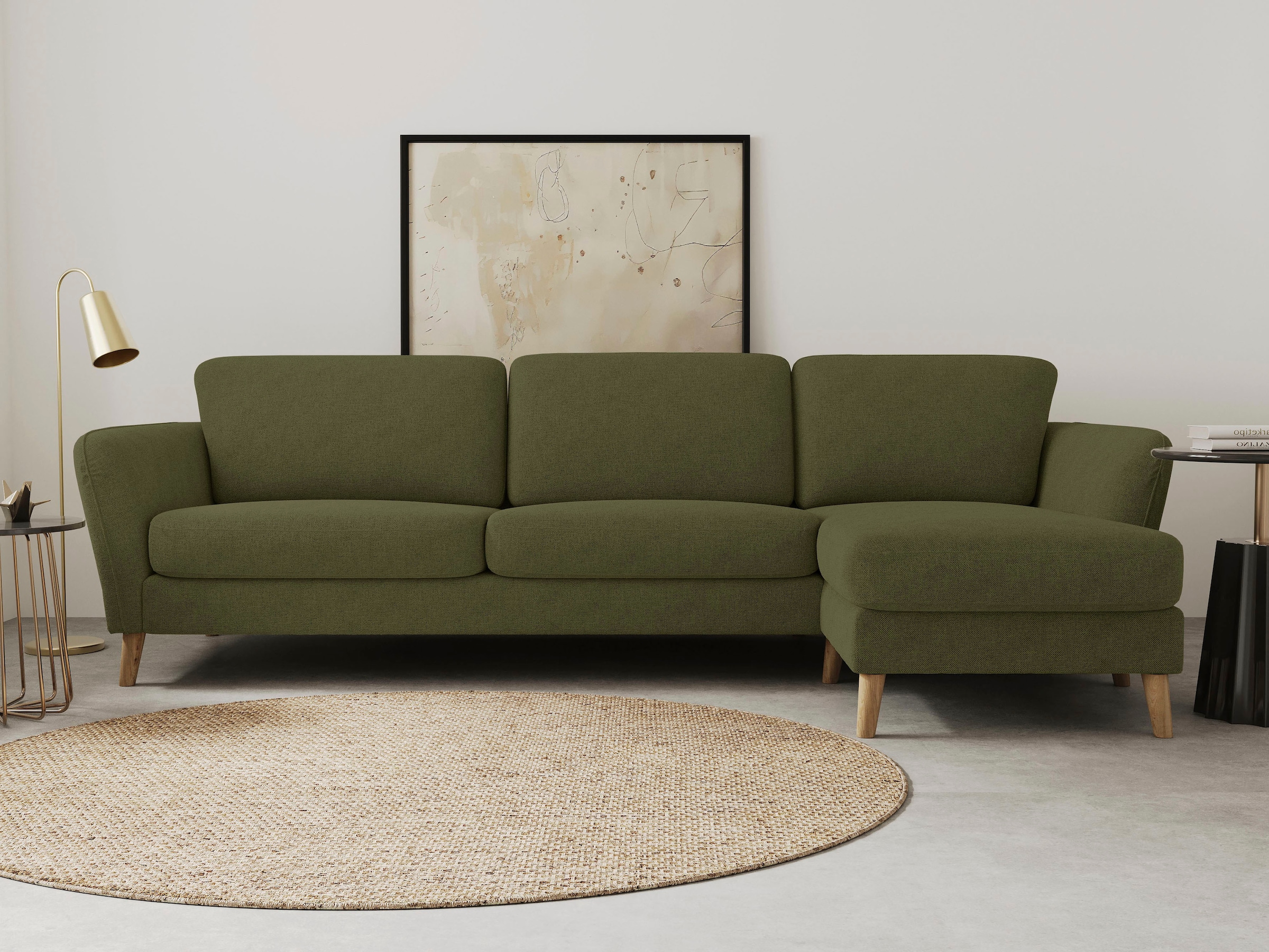 OTTO home Ecksofa »MARSEILLE (279/152cm),L-Form, Rec. rechts/links, verschiedene Bezüge« Massivholzbeine aus Eiche, in verschieden Bezügen und Farbvarianten