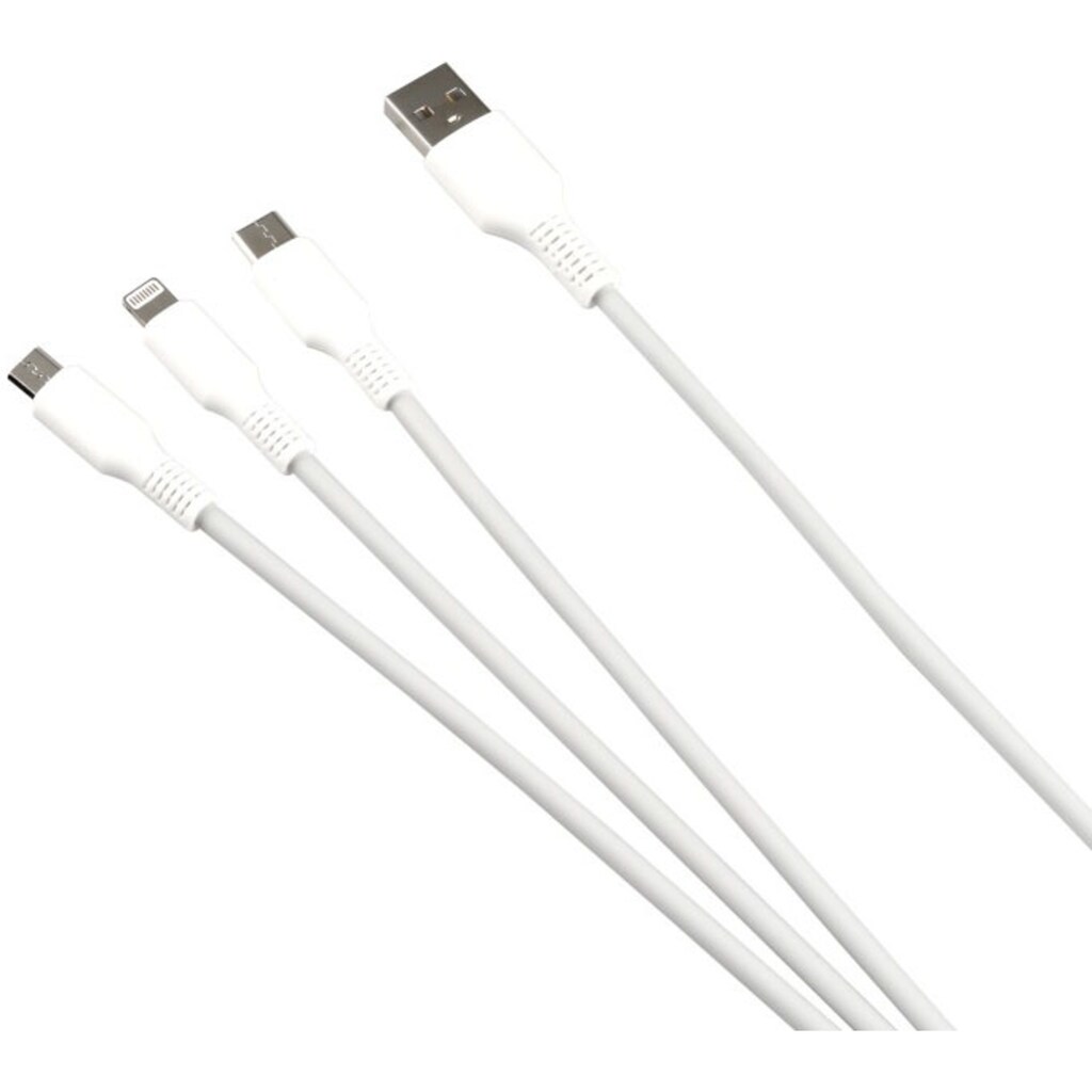 Hanseatic Smartphone-Kabel, multifunktionelles 3 in1 Ladekabel, USB-C, Micro-USB, IP Anschluß, 1,8m Kabellänge