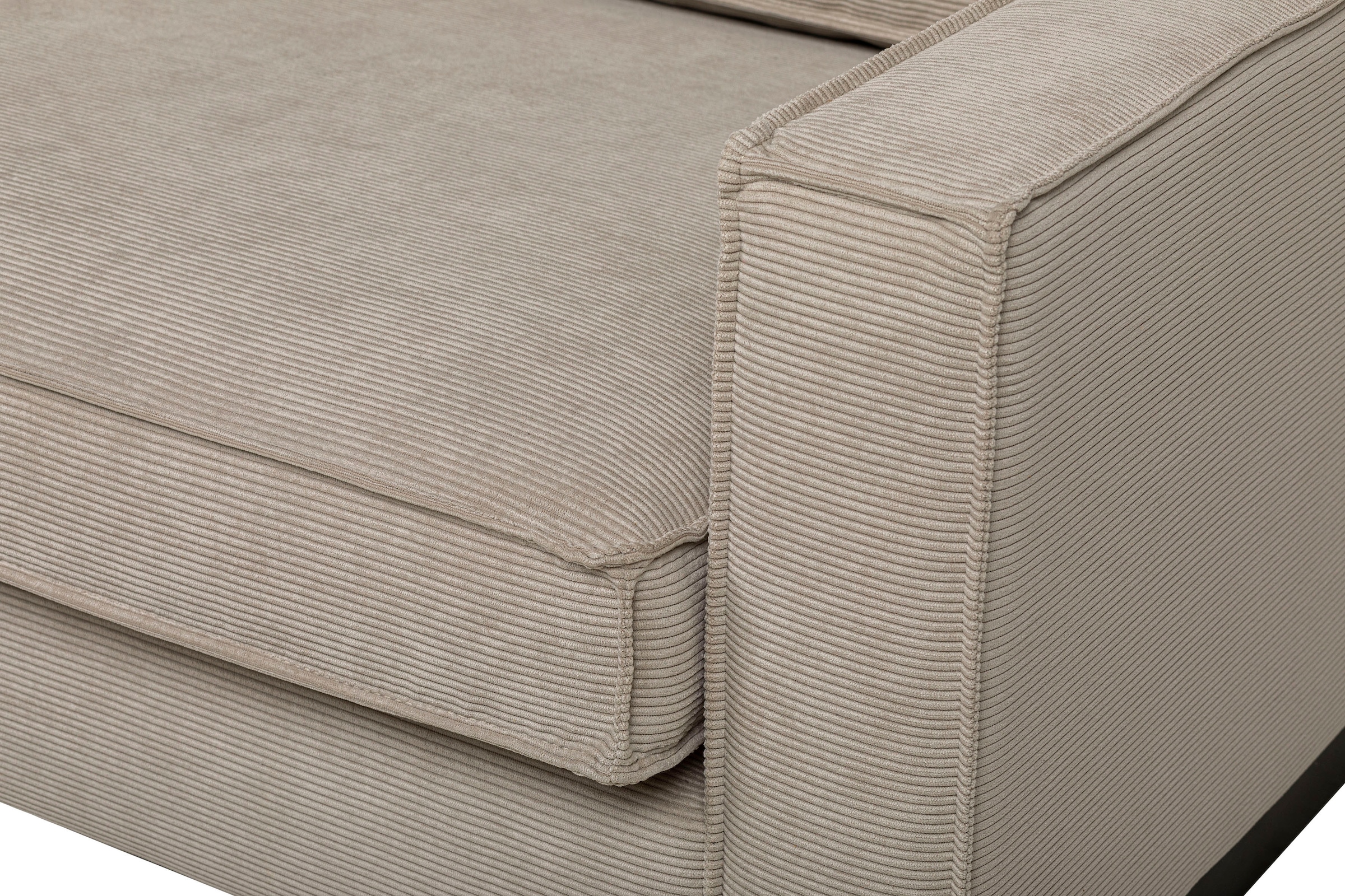 Home affaire Ecksofa »Pinto, 290 cm, Cord, Chenille, Lederoptik, Ottomane links / rechts« mit Keder, schwarze Metallfüße, Wellenunterfederung