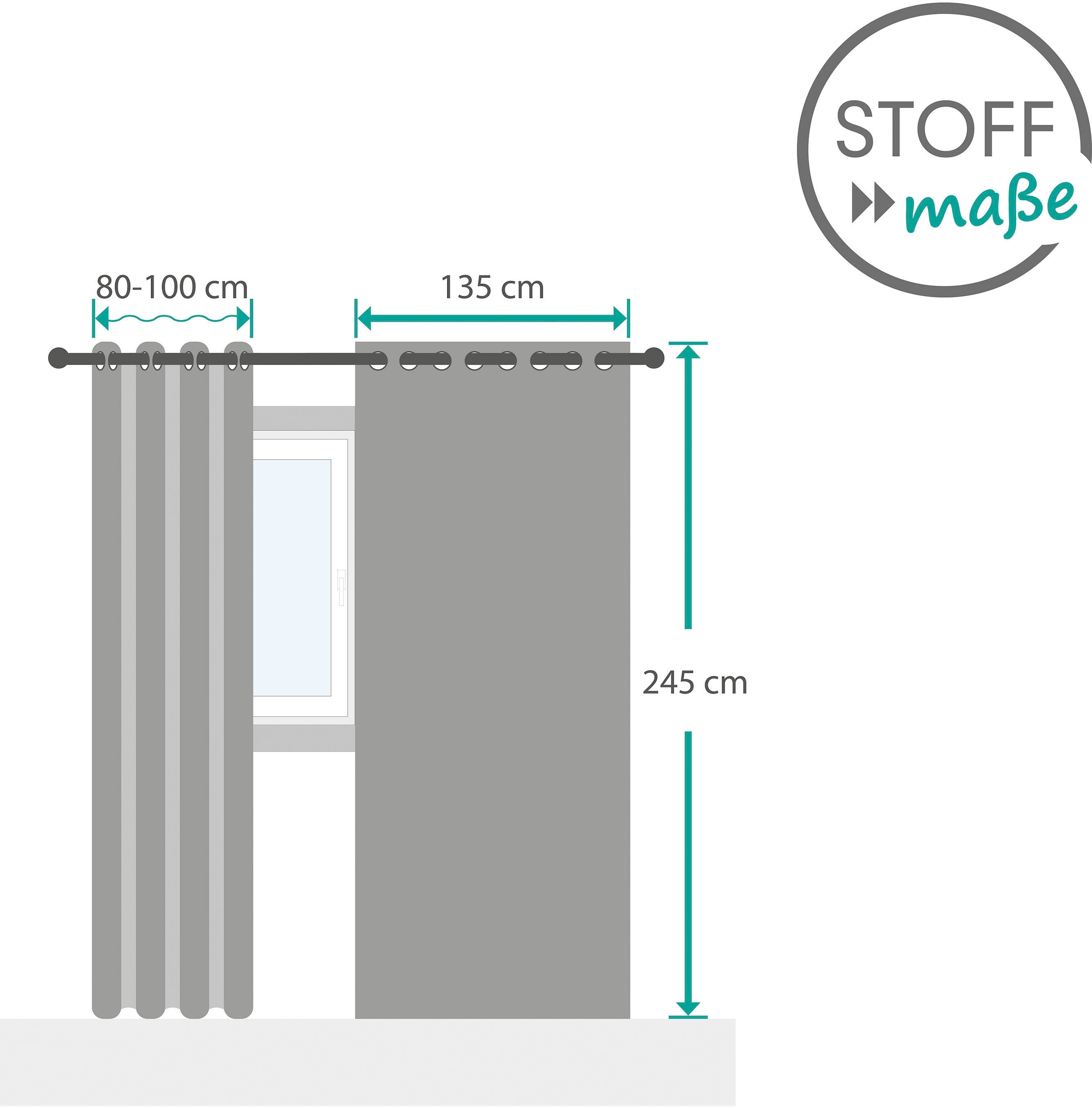 decolife Gardine »Estelle«, (1 St.), Ösenschal mit Blockstreifen weiß