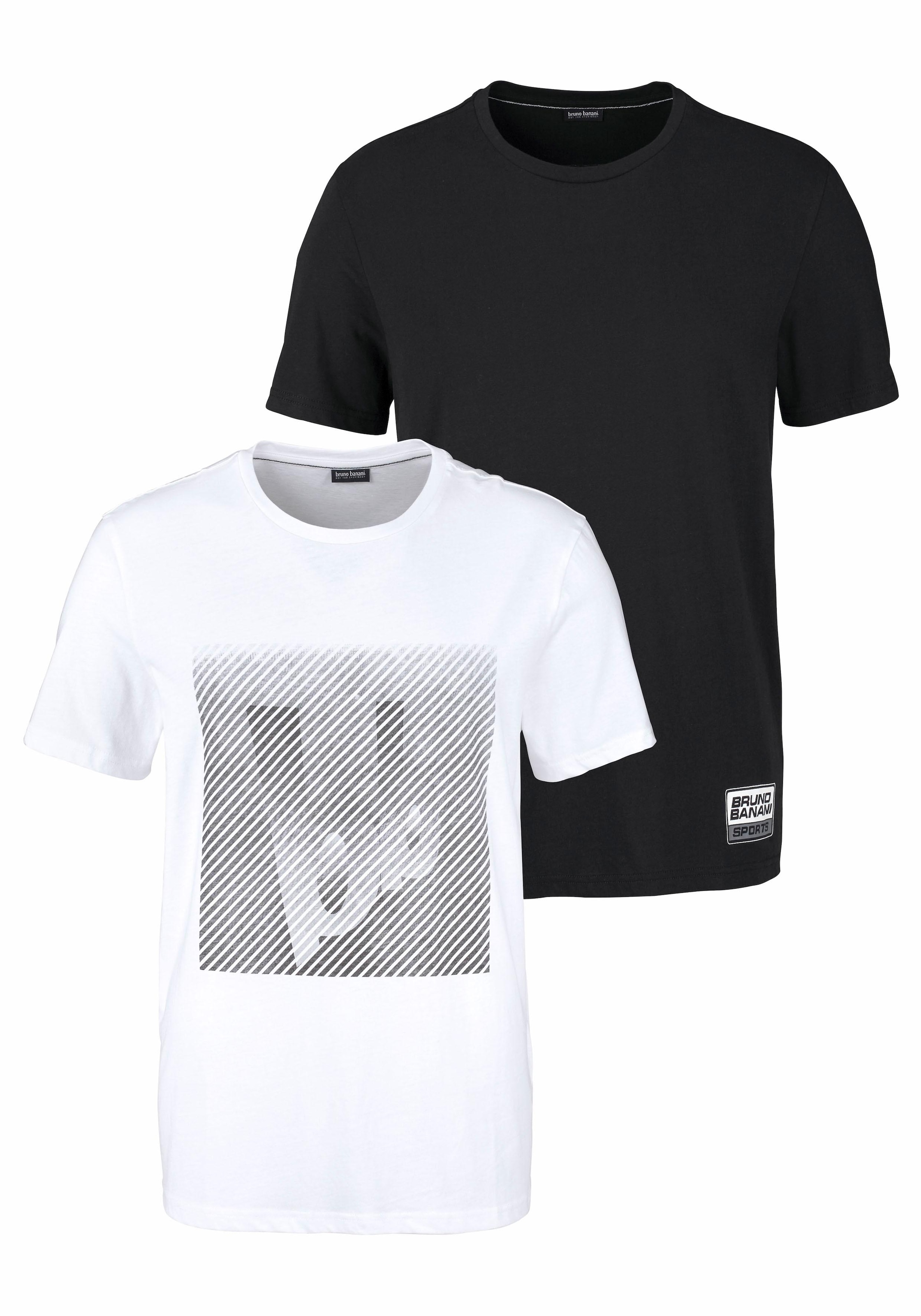 Bruno Banani T-Shirt, (Spar-Set, 2er-Pack), Kurzarm, schmal geschnitten, aus Single Jersey