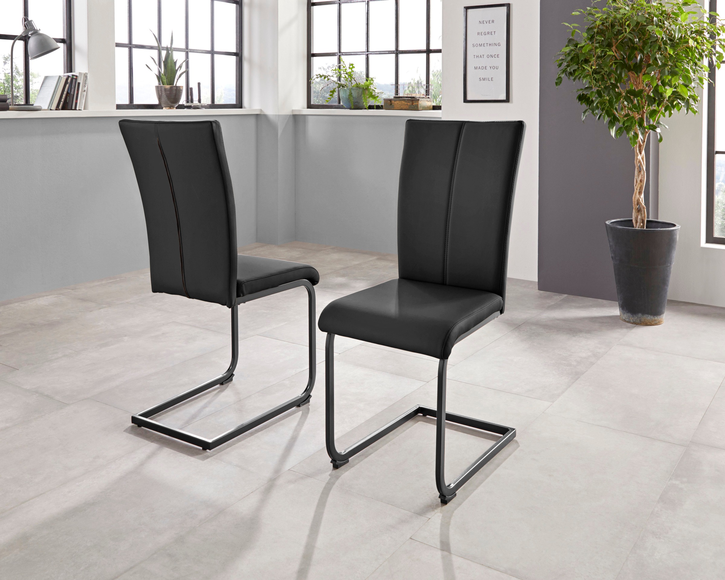 Home affaire Freischwinger »Oliver«, (Set), 2 St., Kunstleder, Stuhl belastbar bis 120 Kg