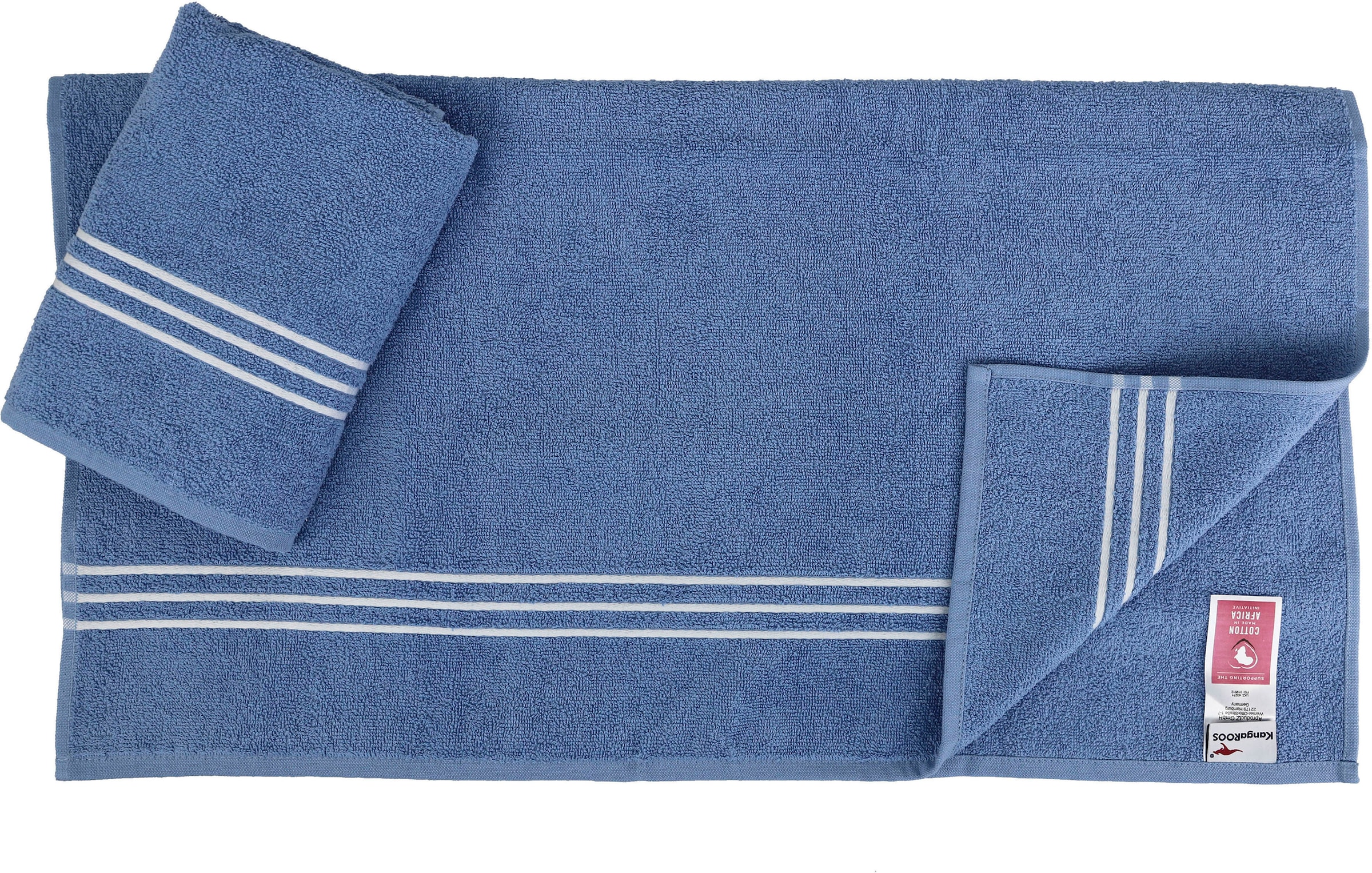 Set, KangaROOS mit Walkfrottier, 100% einfarbiges Handtuch »Dalia«, kaufen Handtuch-Set Set tlg., 6 aus online Baumwolle Streifenbordüre,