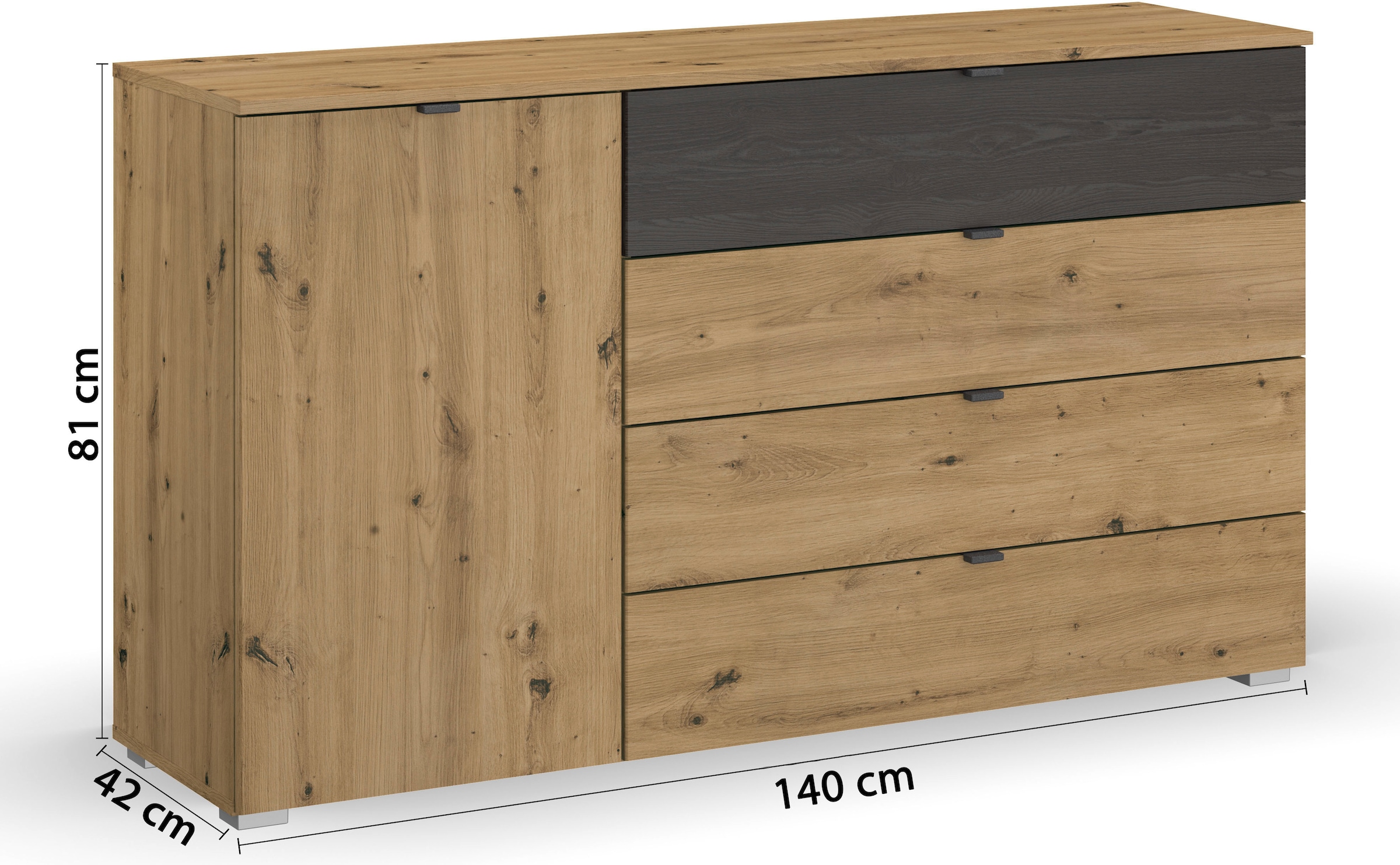rauch Kombikommode »Kommode Sideboard Schubladenkommode Türenkommode APOLLON«, mit 1 Tür und 4 Schubladen, 1 Schublade in Absetzung MADE IN GERMANY