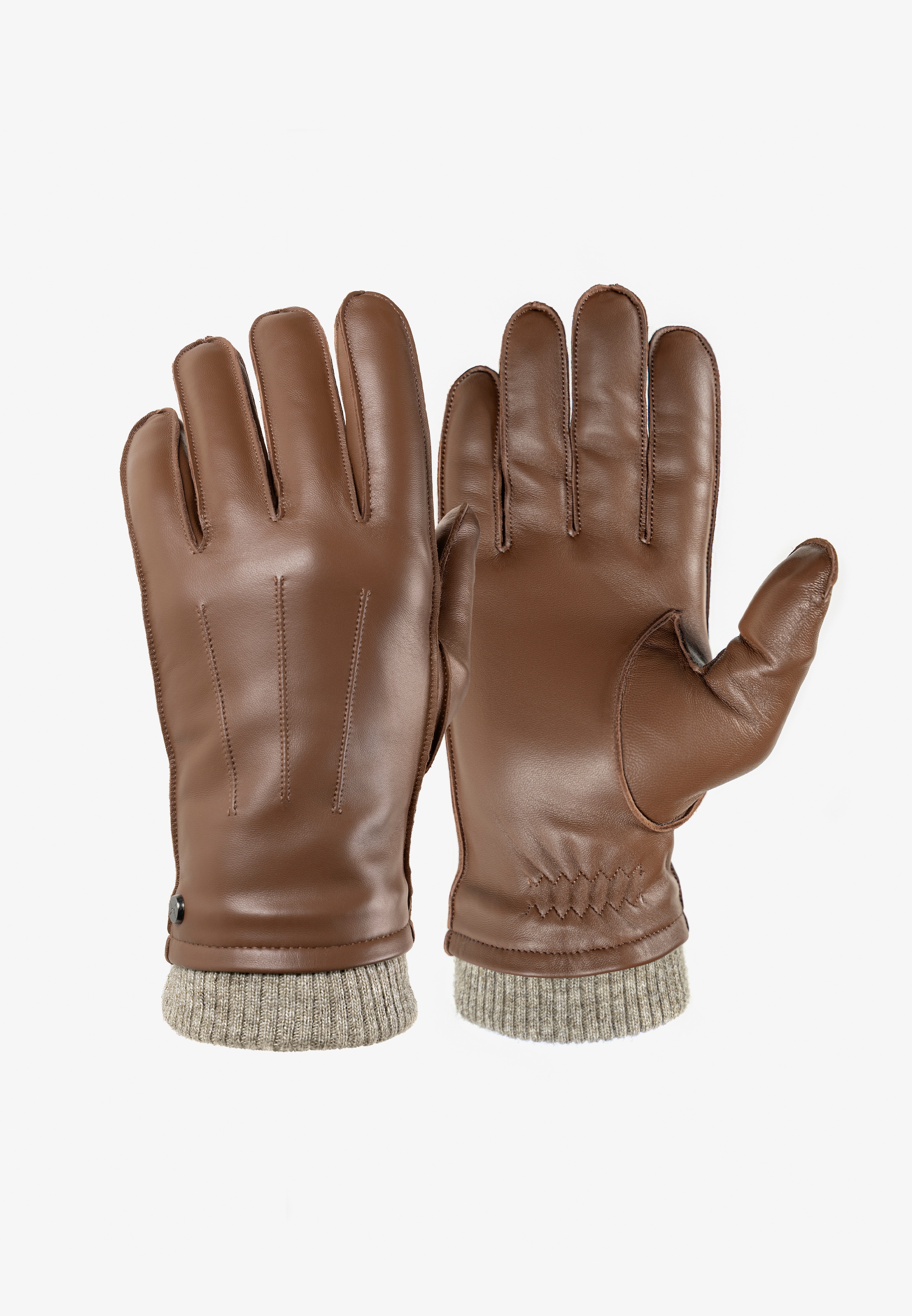 PEARLWOOD Lederhandschuhe »JACKSON« 1 Paar,  Strickbündchen, dekorative Ziernähte,  weiches Fleecefutter