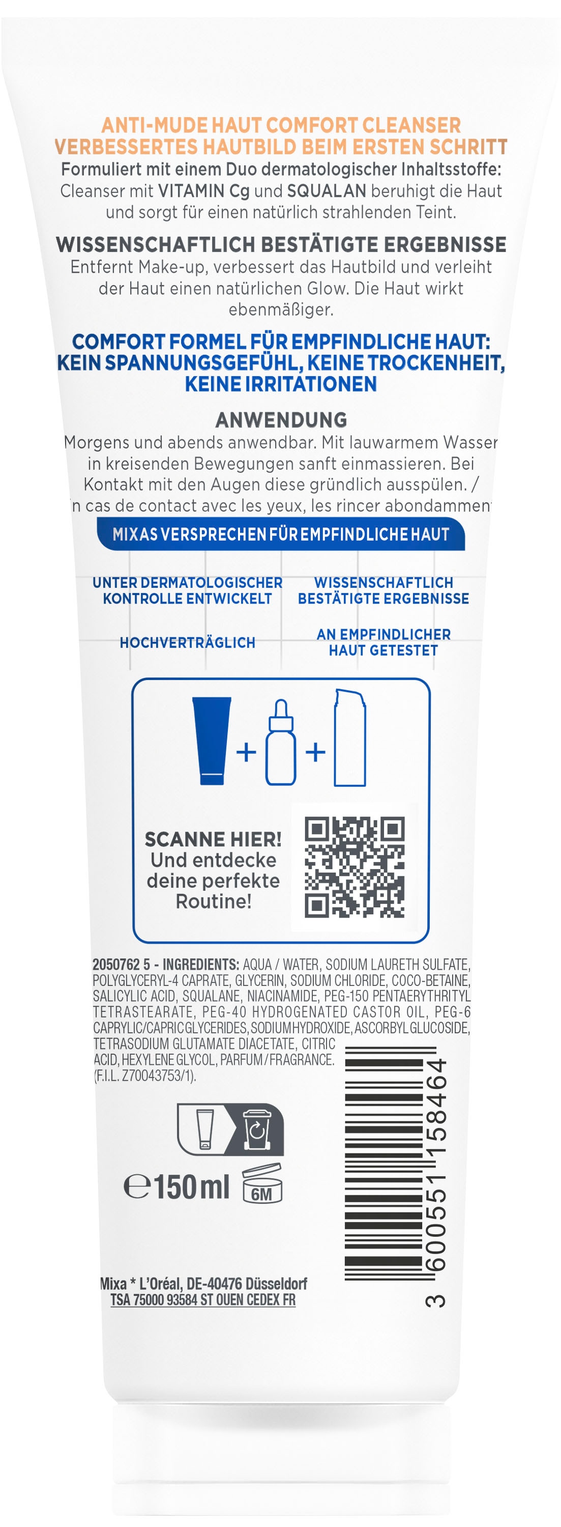 Mixa Gesichts-Reinigungsfluid »Mixa Anti-Müde Haut Comfort Cleanser« mit hoher Wirkungskraft