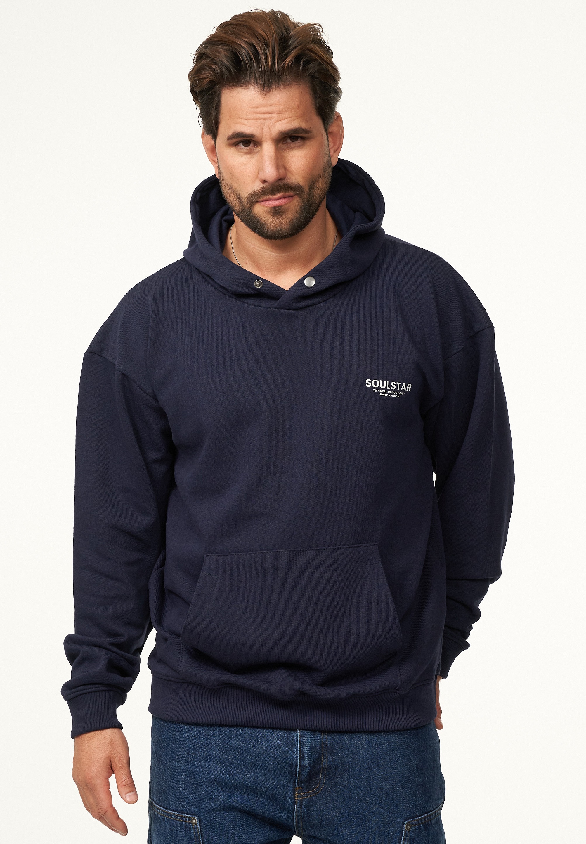 SOULSTAR Hoodie »Oversize Kapuzenpullover mit Button Pullover Sweater für Herren«, Herren Oversize Kapuzenpullover mit Button Pullover Sweater
