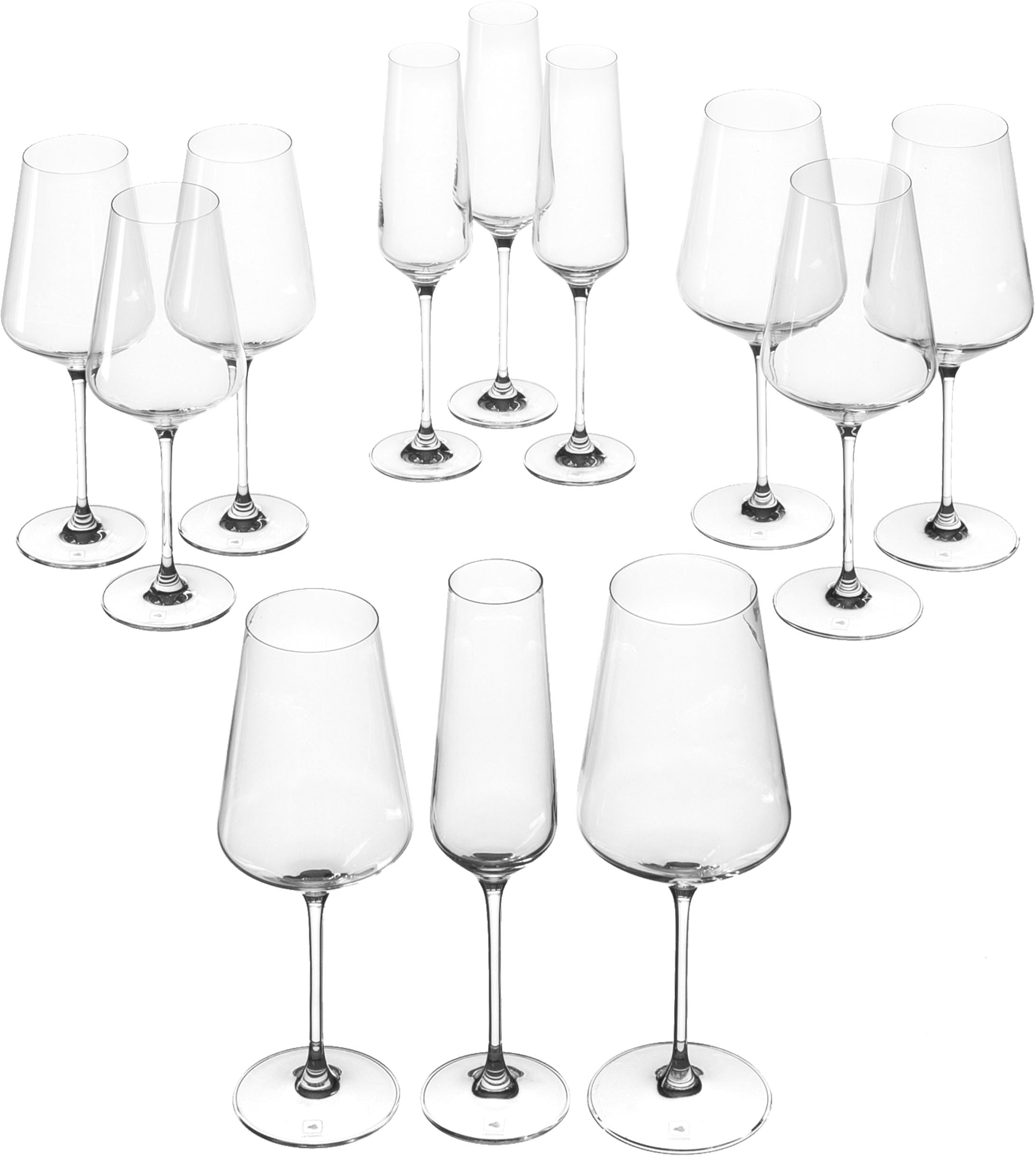 Gläser-Set »Puccini«, (Set, 12 tlg., 4 Sektgläser, 4 Rotweingläser, 4 Weißweingläser),...