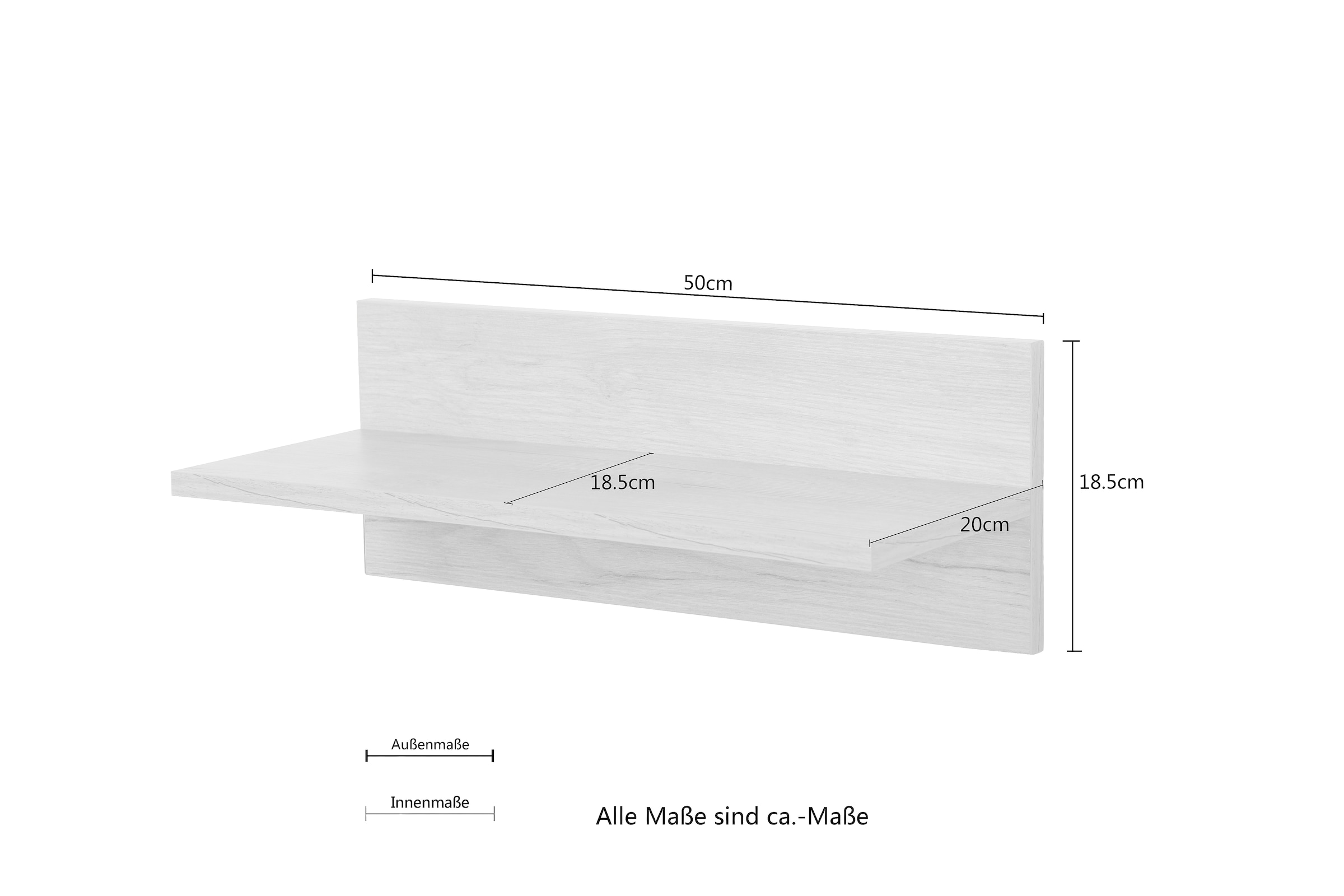 Places of Style Wandregal »Moid«, Wandboard, Breite 50 oder 100 cm