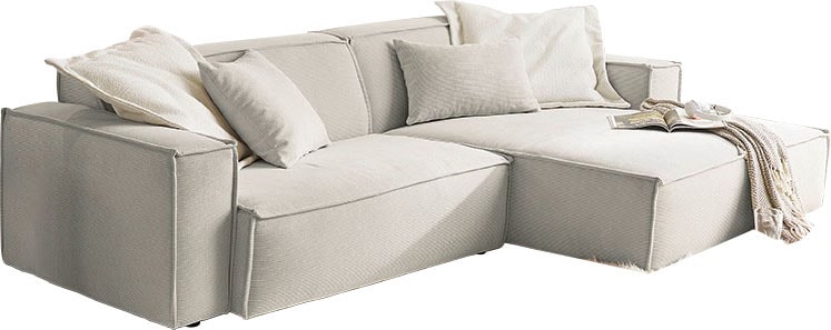 3C Candy Ecksofa »Matteo in elegant, kubischer Formensprache, bequem, L-Form«, mit auffälliger Kedernaht, Feincord-Bezug, Lounge-Charakter
