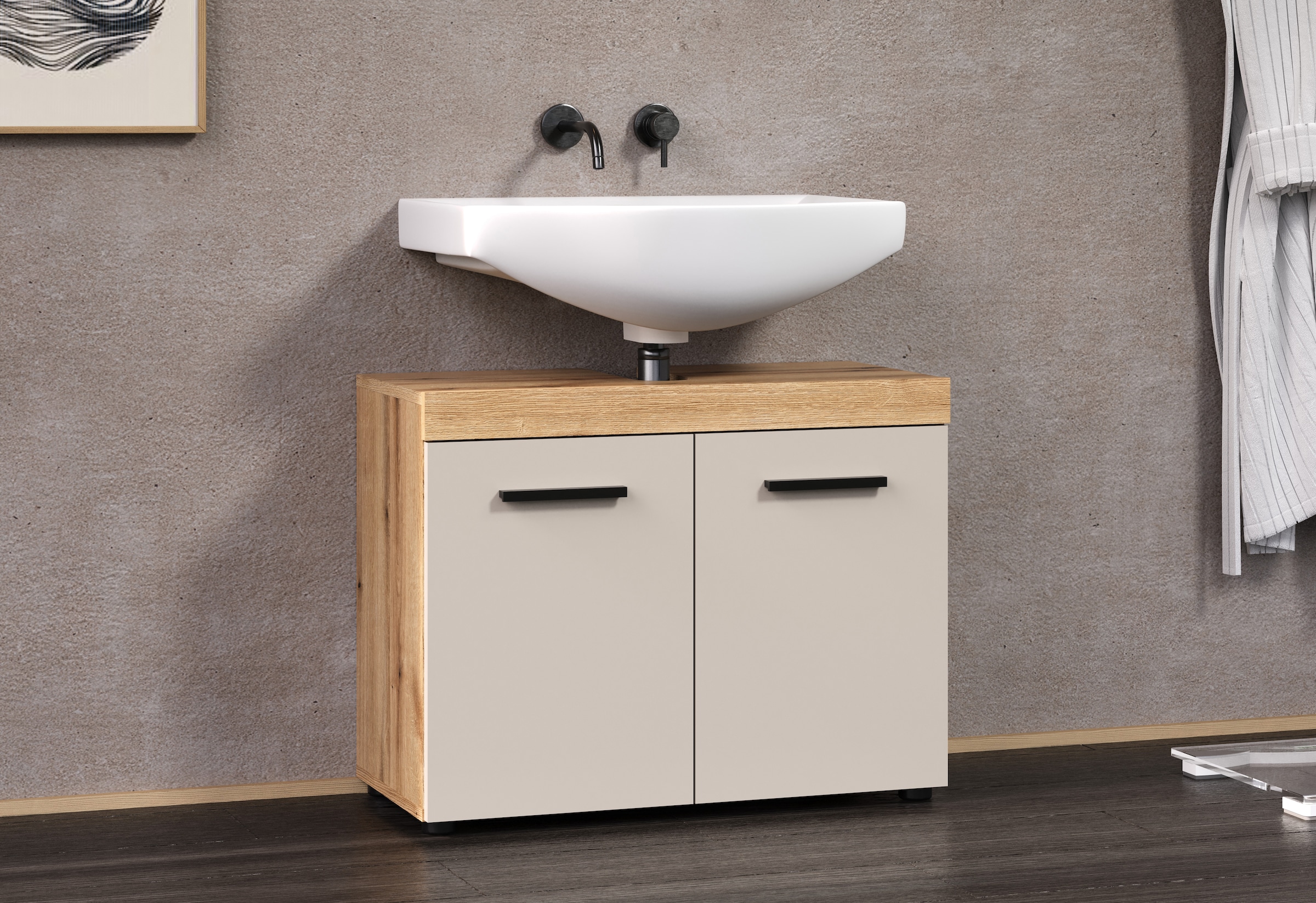 welltime Waschbeckenunterschrank »Isera« 1 Stk. tlg. Waschbeckenschrank mit 2 Türen – (B/T/H) 72/34/56 cm