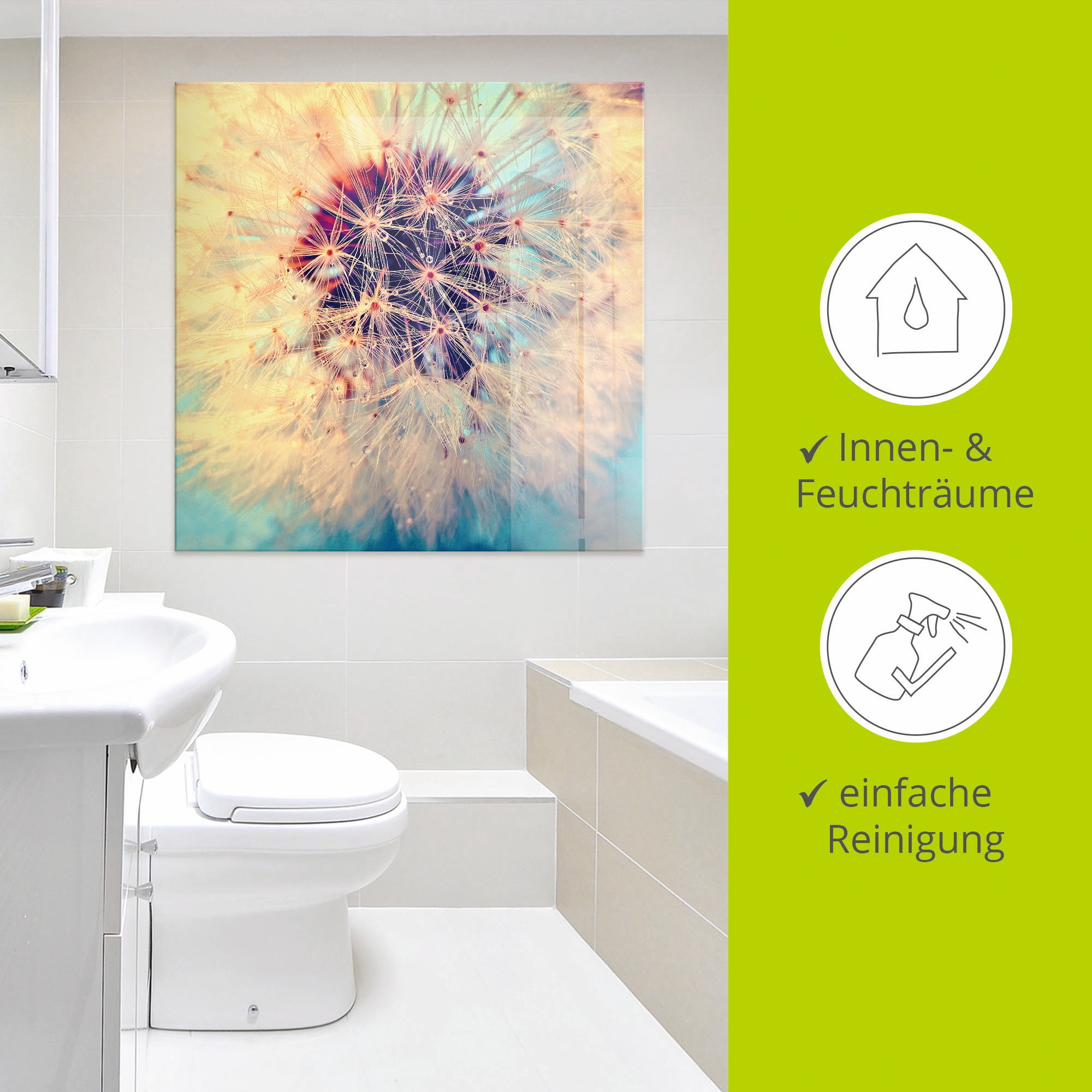 Artland Glasbild »Pusteblume ganz nah«, Blumen, (1 St.), in verschiedenen Größen