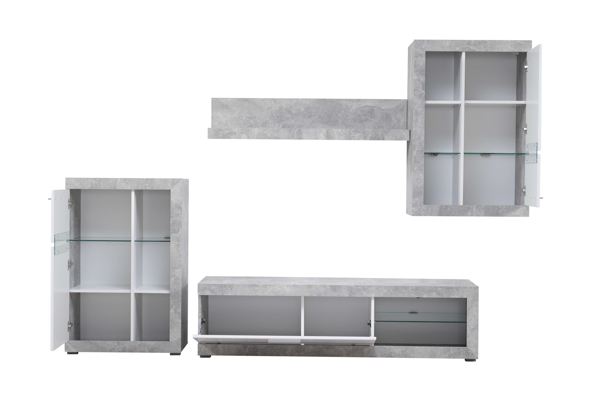 INOSIGN Wohnzimmer-Set »Rosso Wohnwand, Mediawand, Anbauwand, für TV bis 60', Breite 267 cm« Komplett-Set, 4-st, 4 Stk. tlg.