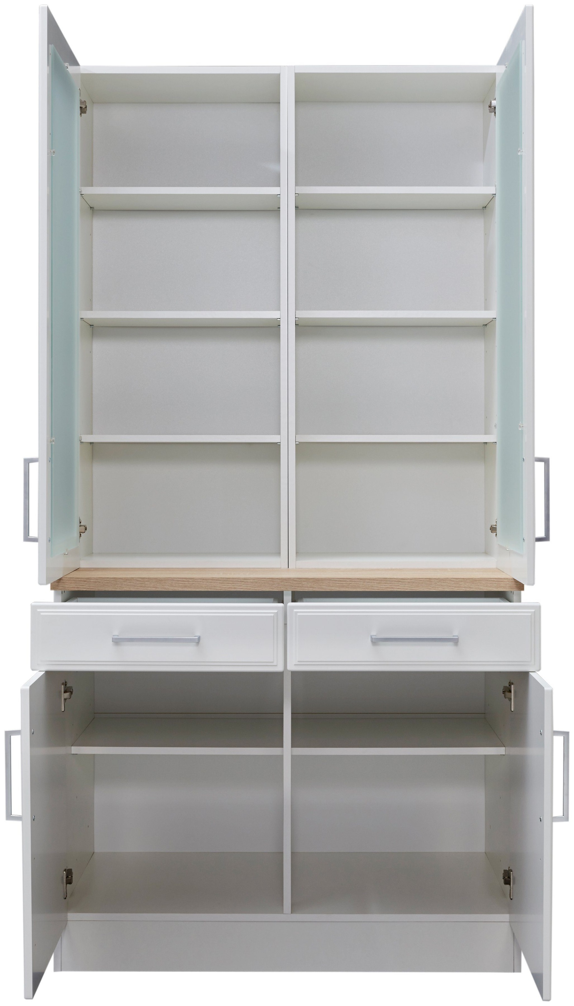 KOCHSTATION Küchenbuffet »KS-Stockholm«, hochwertige MDF-Fronten, 2 Glasrahmentüren, 200 cm hoch, viel Stauraum