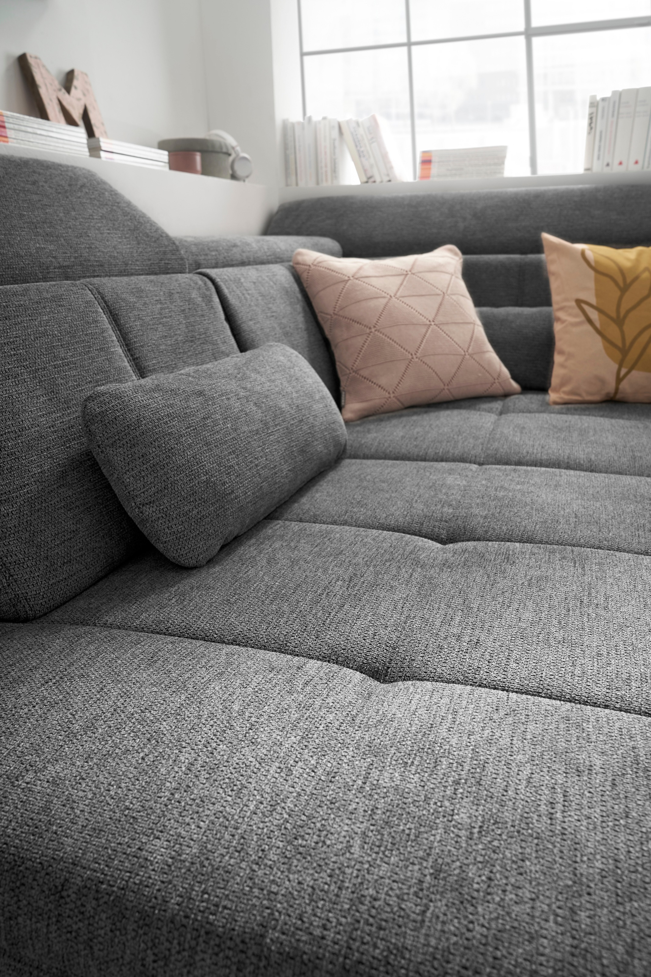 set one by Musterring Ecksofa »SO 3400, Komfortsitzhöhe 47cm oder 49cm, inkl. Sitztiefenverstellung«, verschiedene Funktionen, Kaltschaumpolsterung, Stellmaße 220 x 317 cm